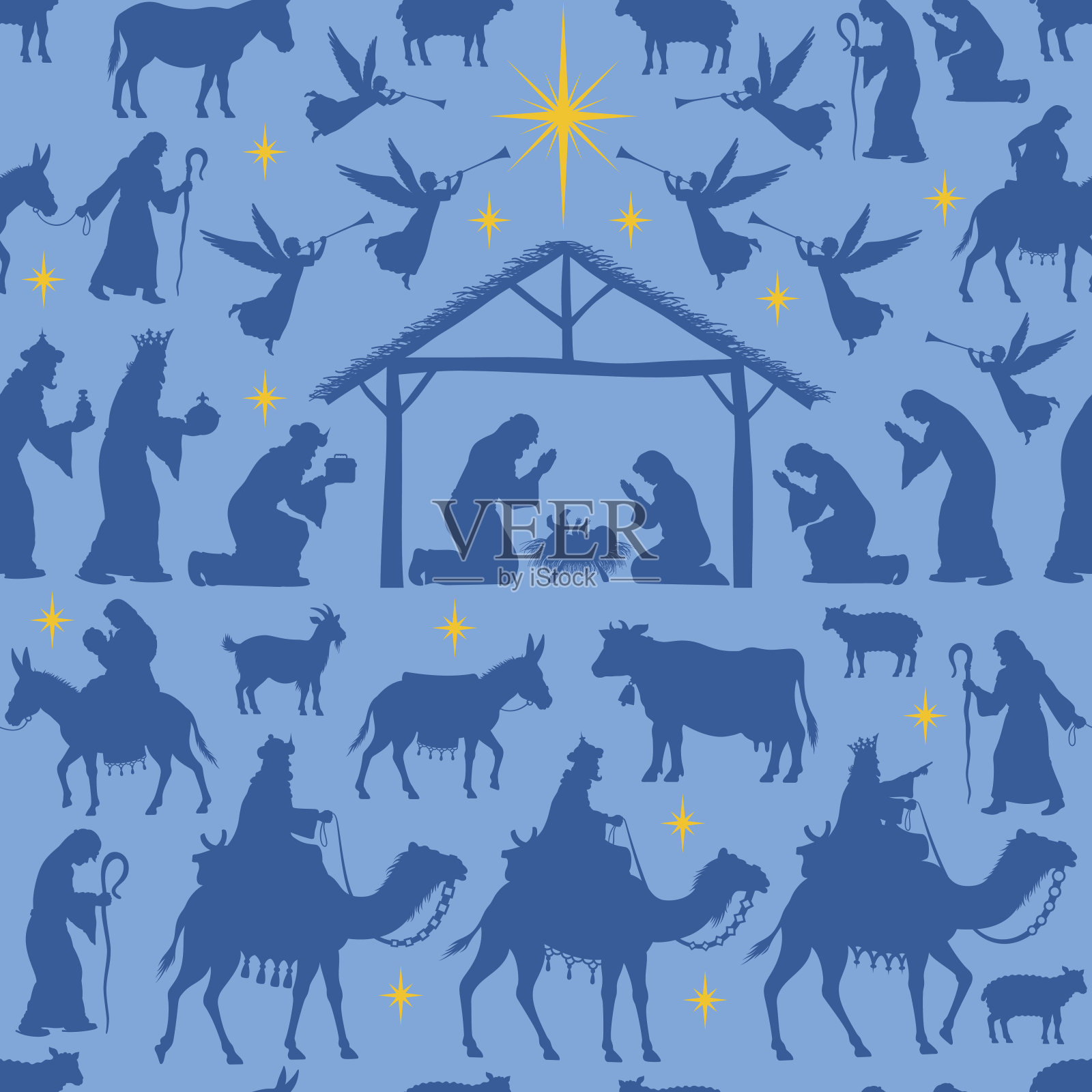 基督诞生场景模式插画图片素材