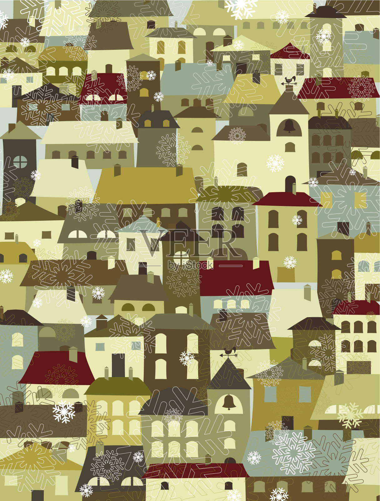 圣诞村背景插画图片素材