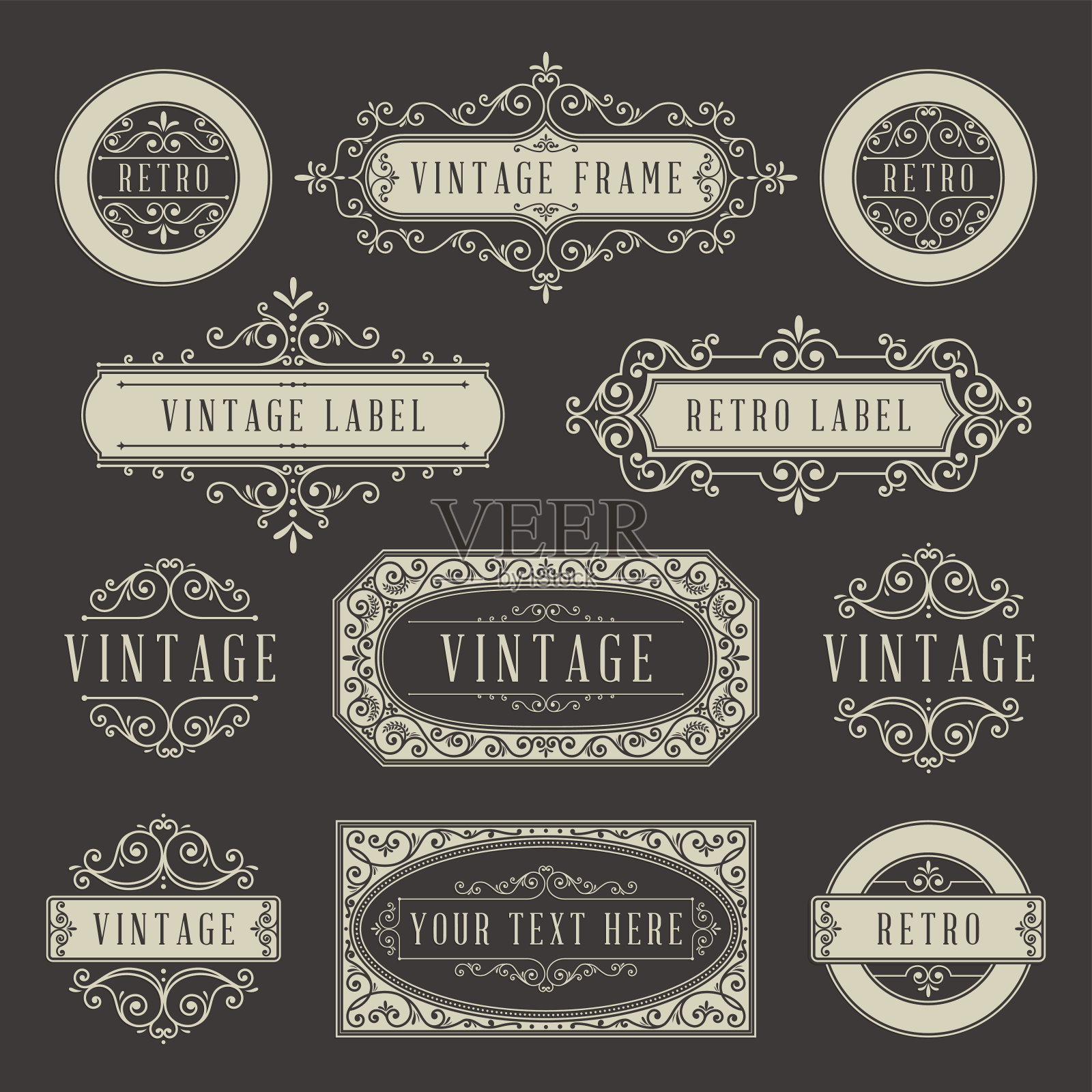 复古标签插画图片素材