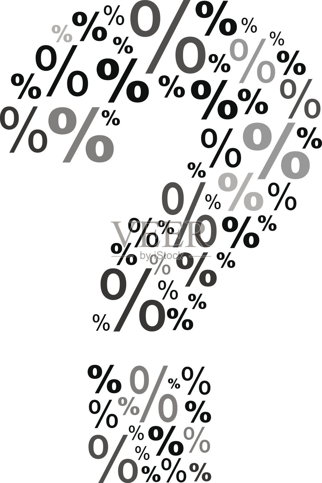 白色背景上的问号和百分号插画图片素材