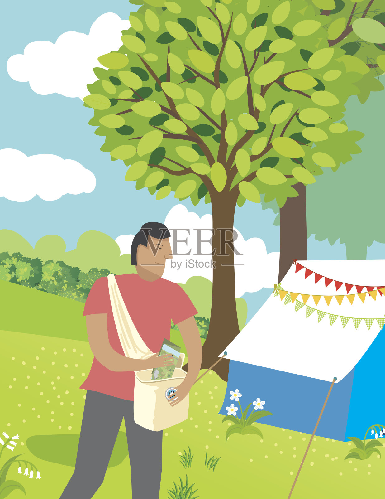 营地里的男人插画图片素材