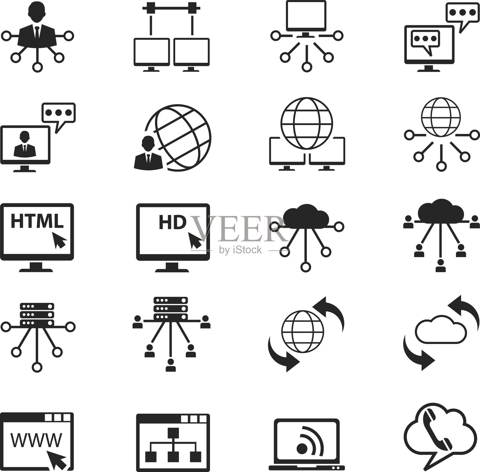社交媒体和网络图标集图标素材