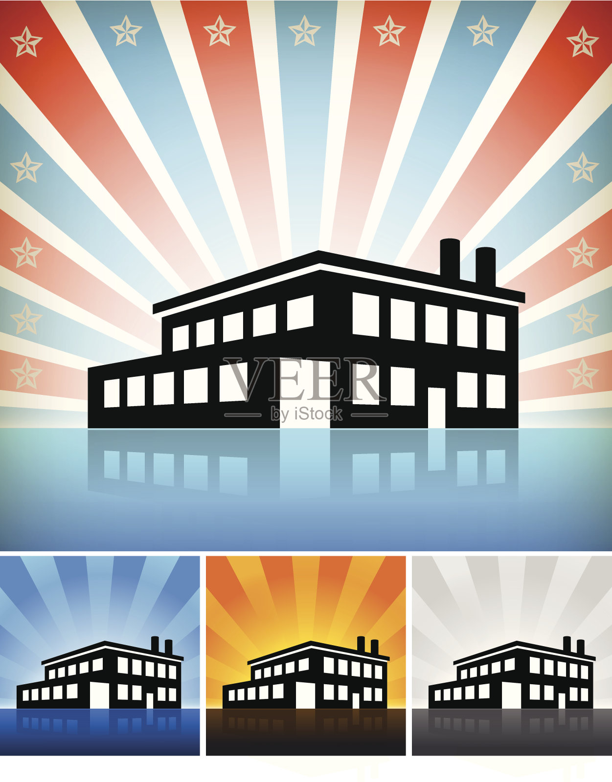 商业工业建筑颜色集插画图片素材