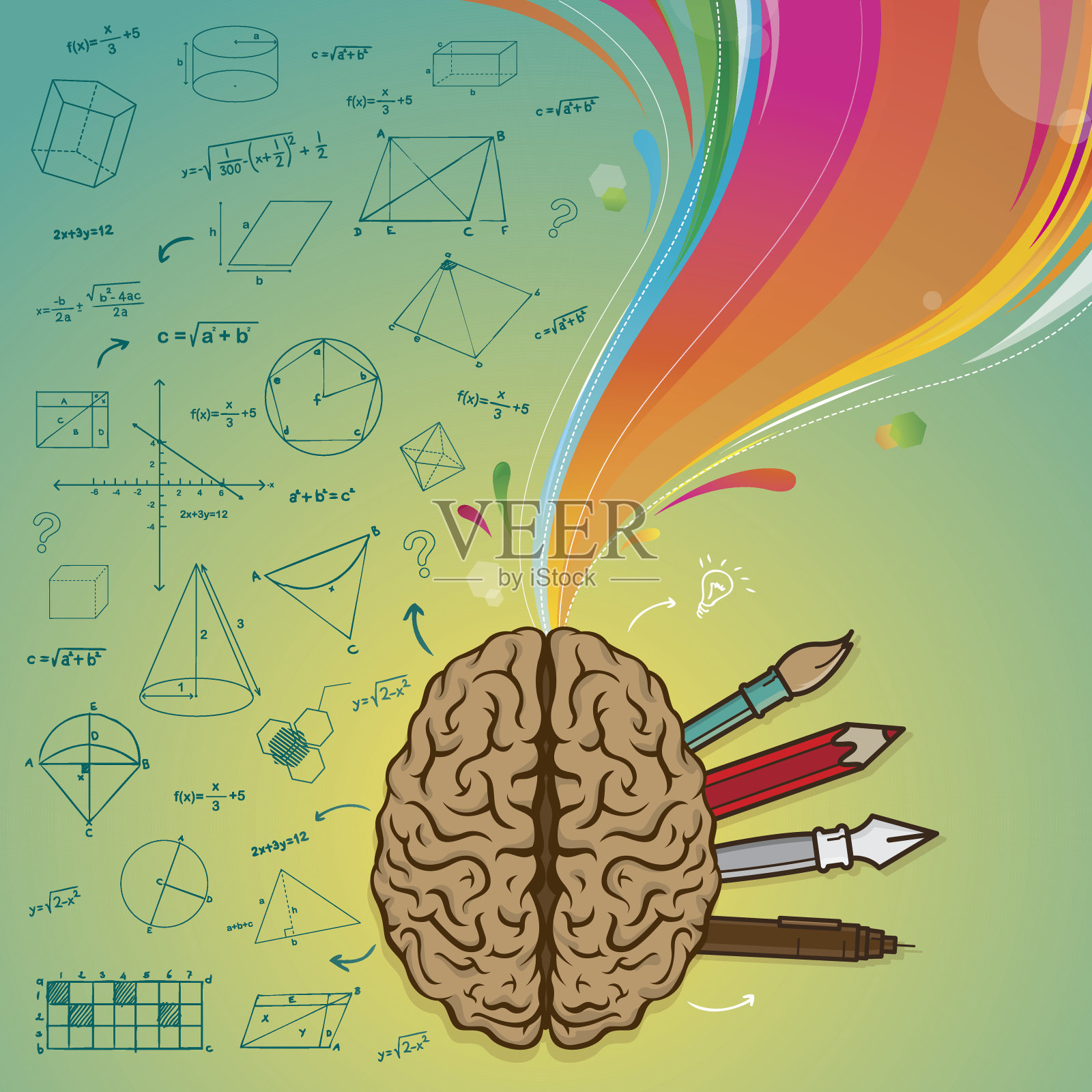 左脑右脑插画图片素材