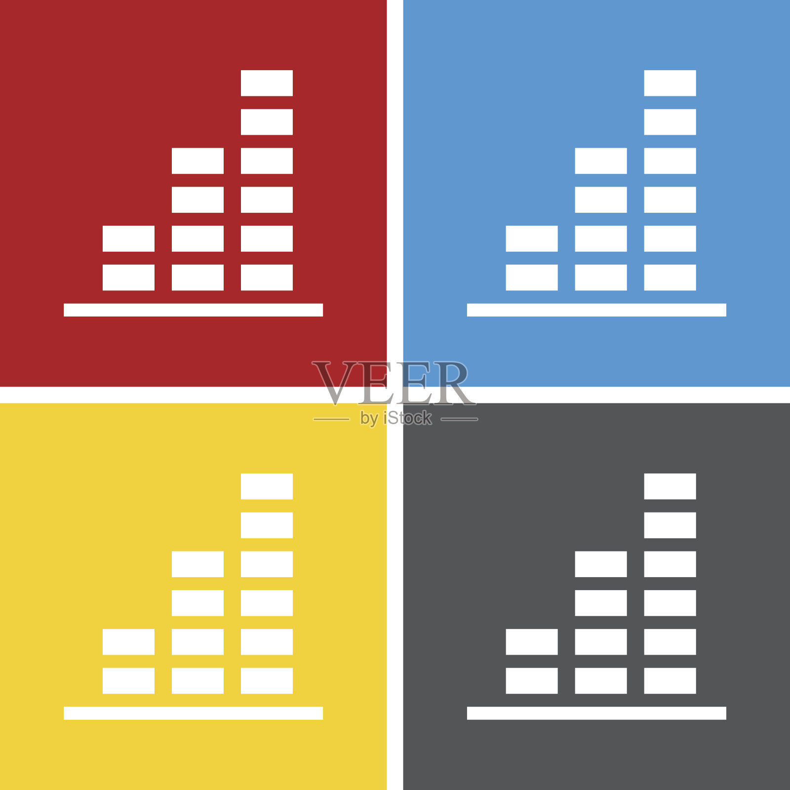 条形图图标上的方形按钮。插画图片素材