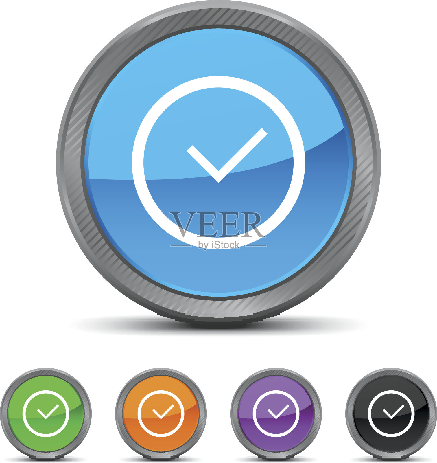 圆形按钮上的时钟图标。图标素材