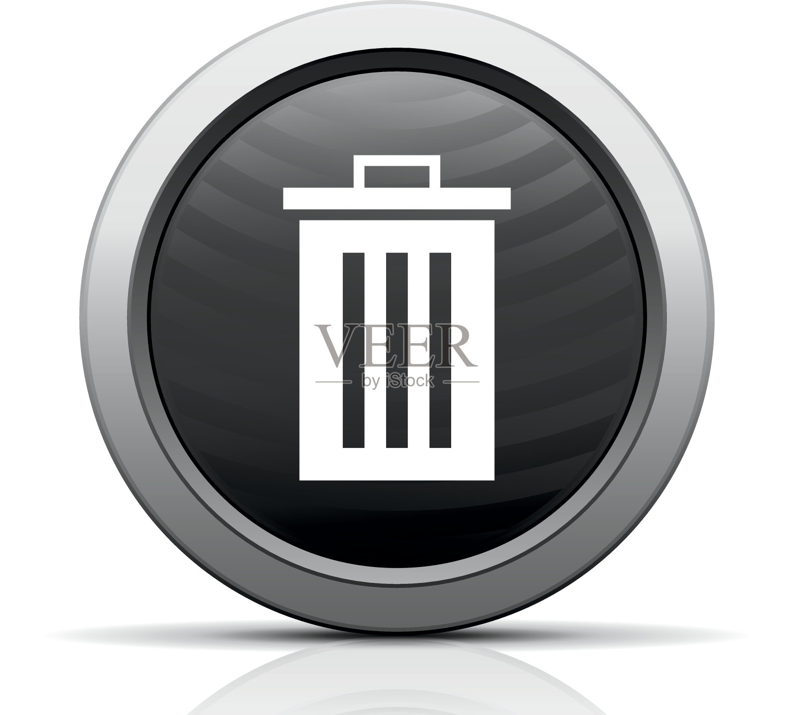 垃圾桶图标上的圆形按钮。图标素材