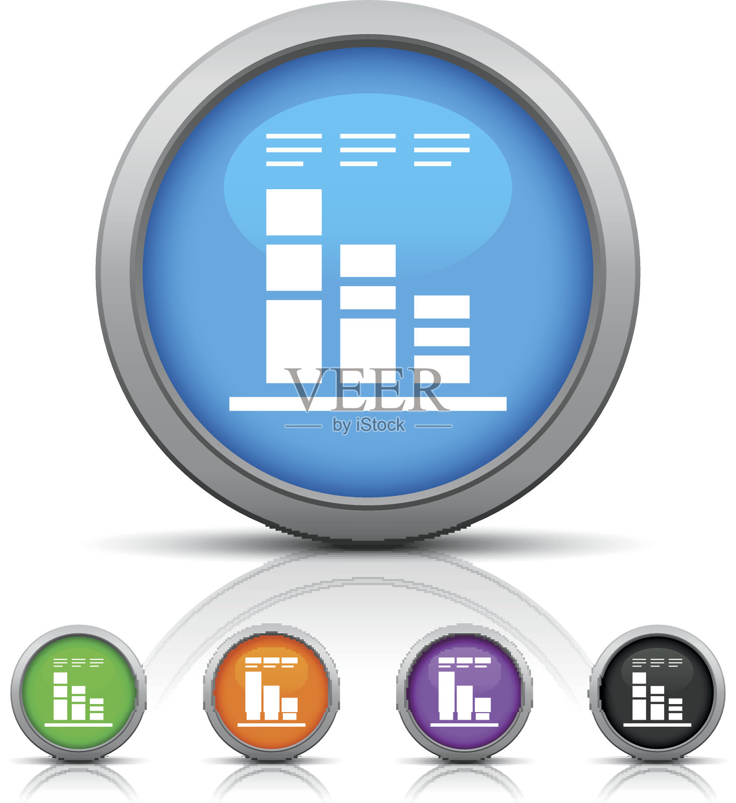 条形图图标上的圆形按钮。图标素材