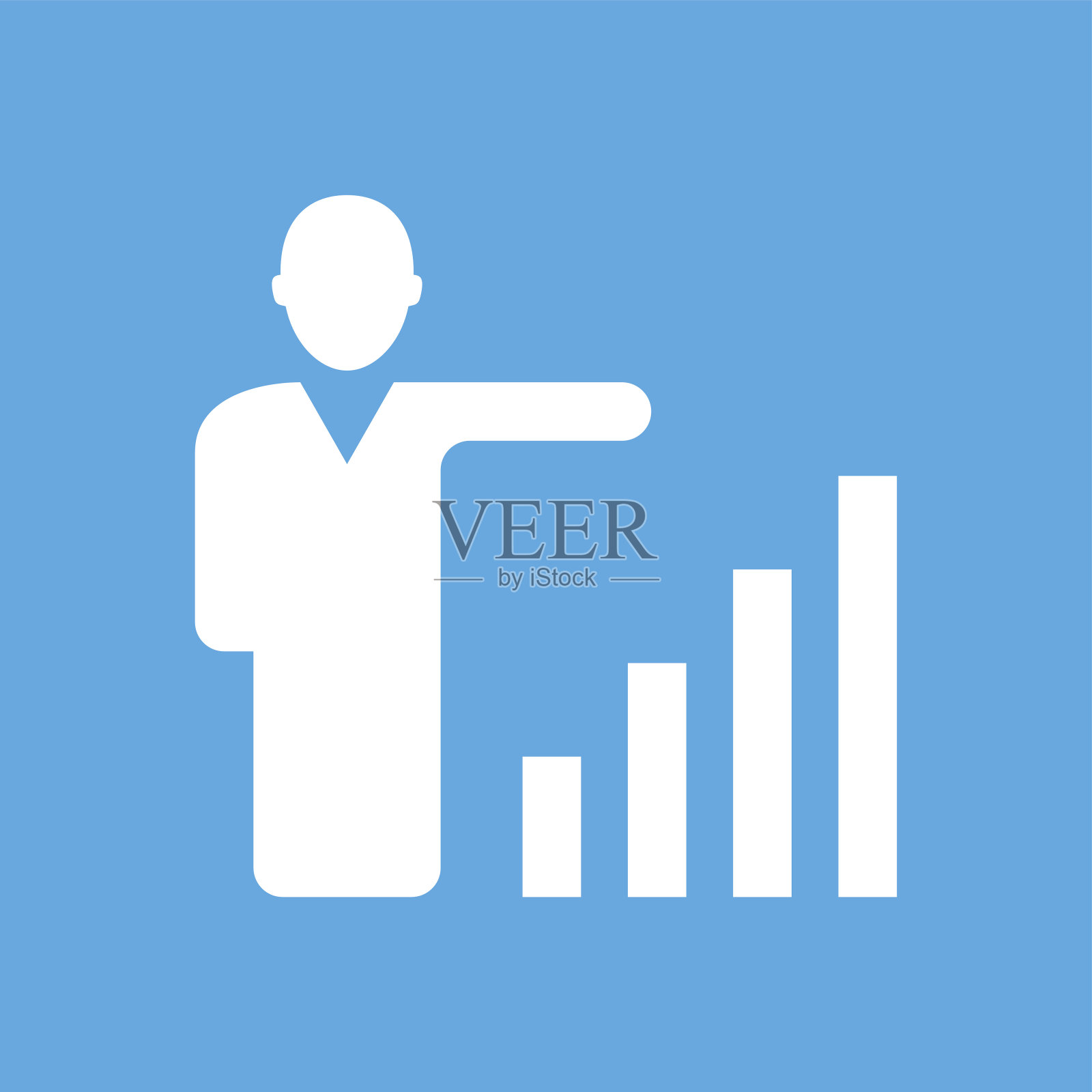 商人图标上的蓝色背景。图标素材