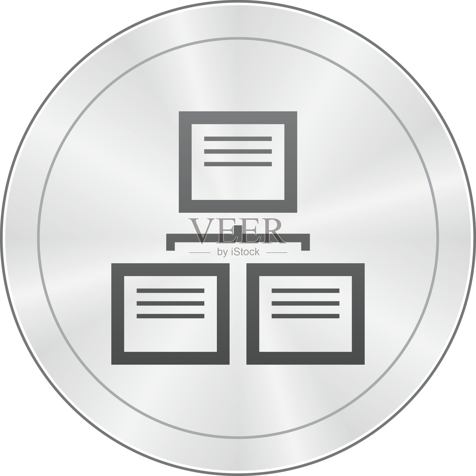 圆形按钮上的流程图图标。插画图片素材