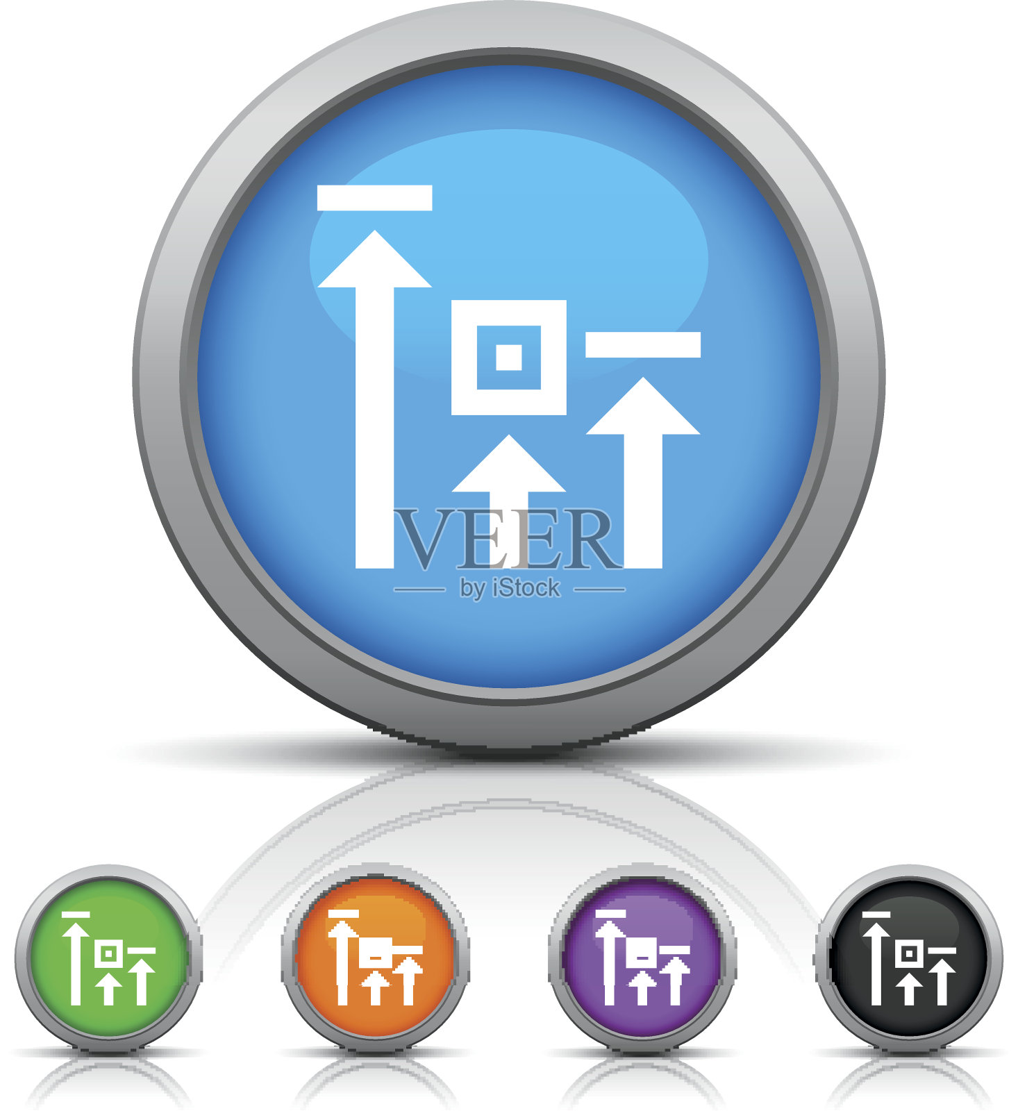 物流图标上的圆形按钮。图标素材