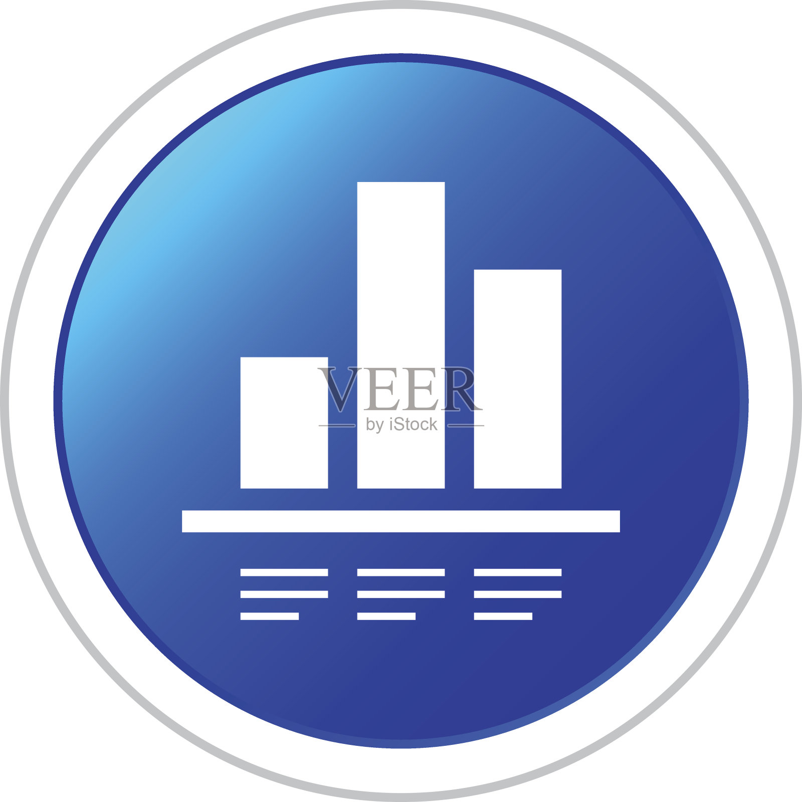 条形图图标上的圆形按钮。图标素材