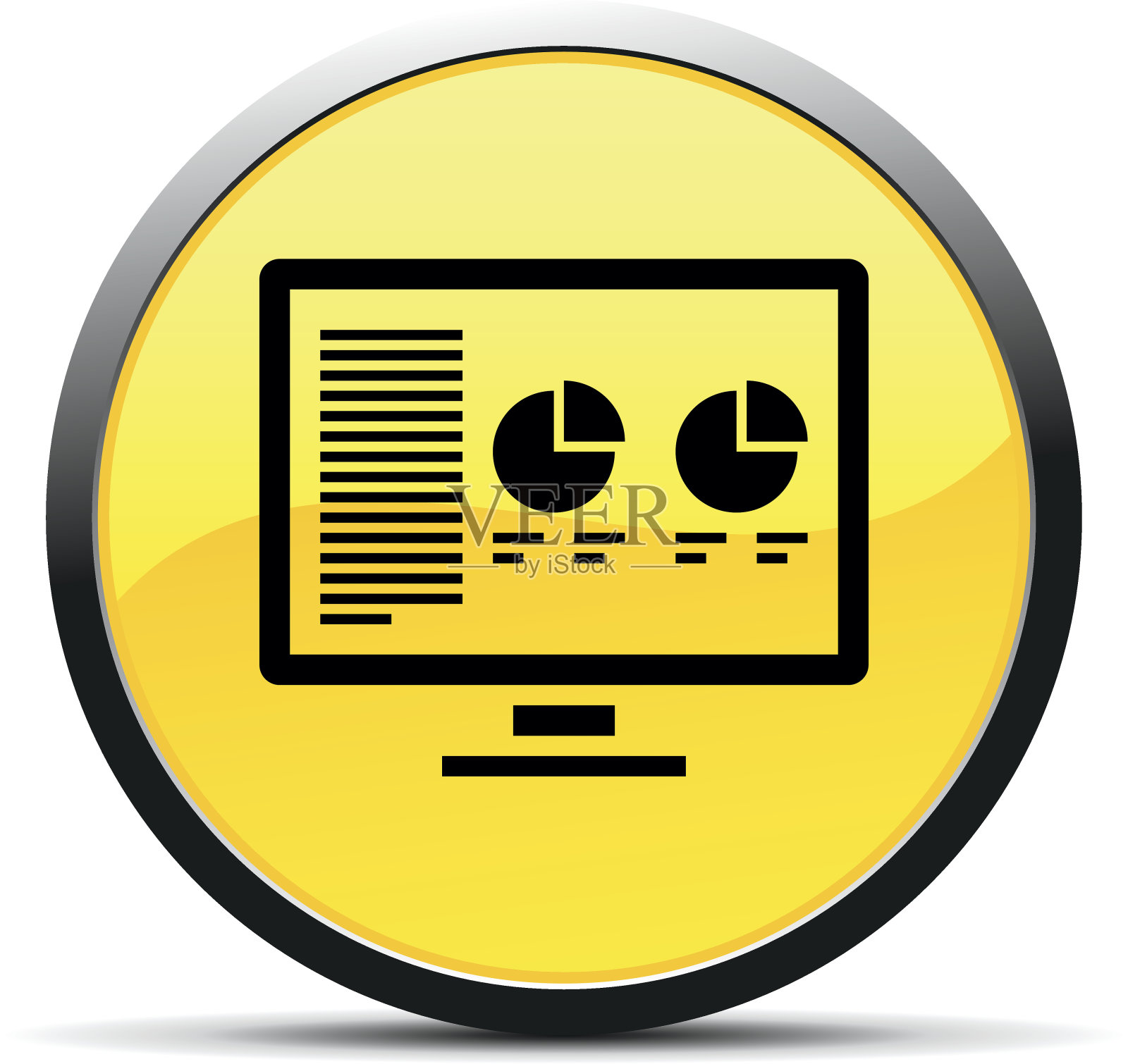 电脑图标上的一个圆形按钮。图标素材