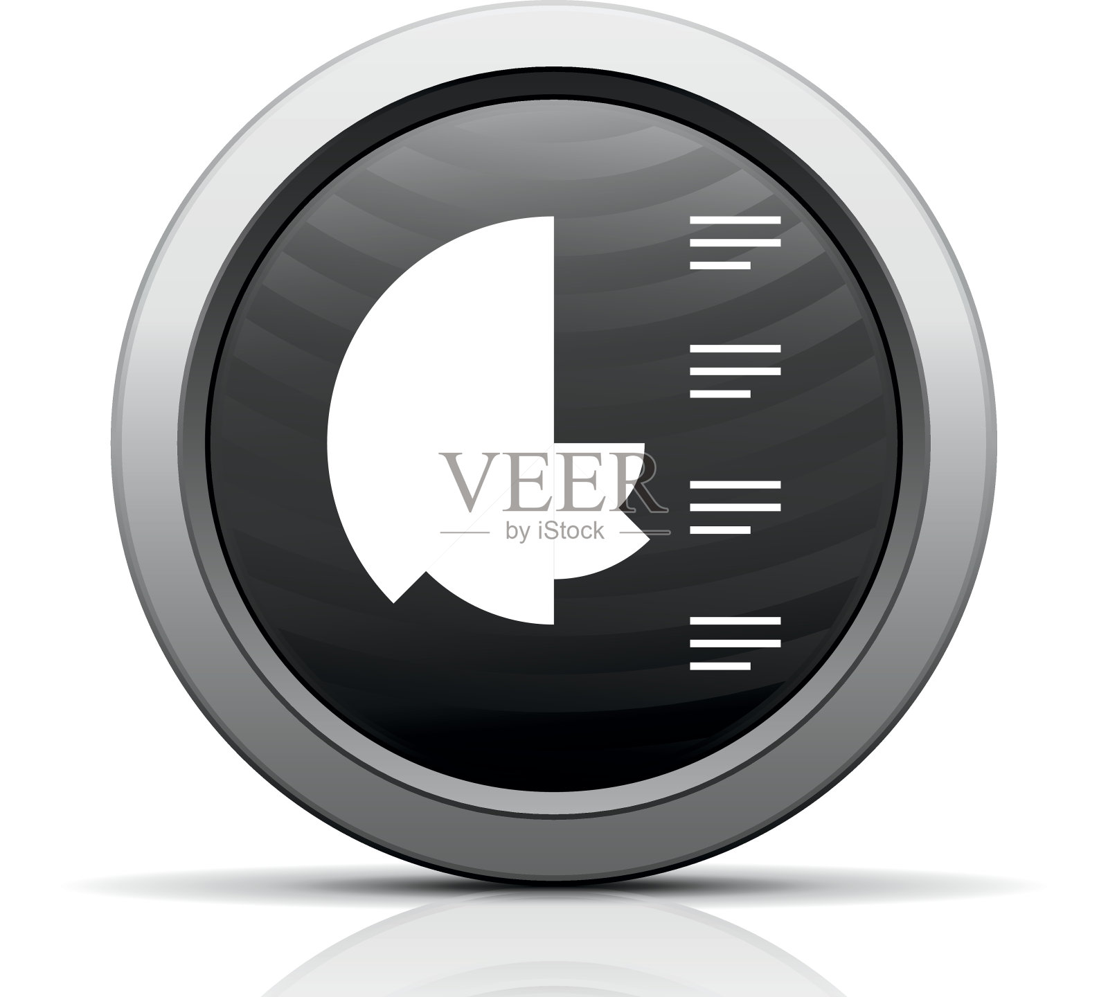 一个圆形按钮上的心形图表图标。图标素材