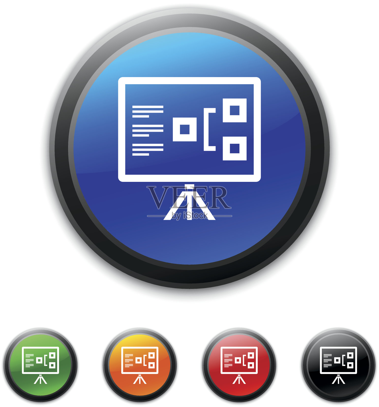 圆形按钮上的演示图标。图标素材