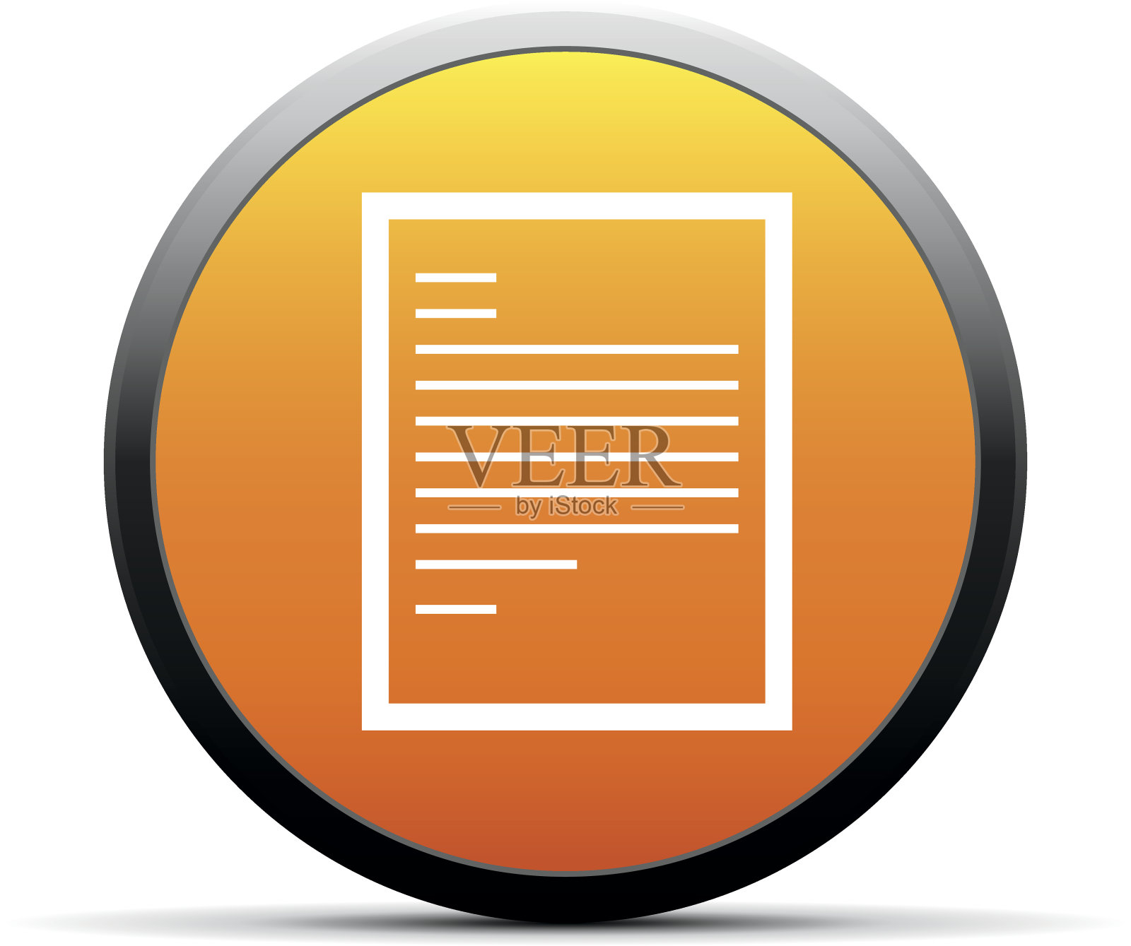 圆形按钮上的文档图标。图标素材