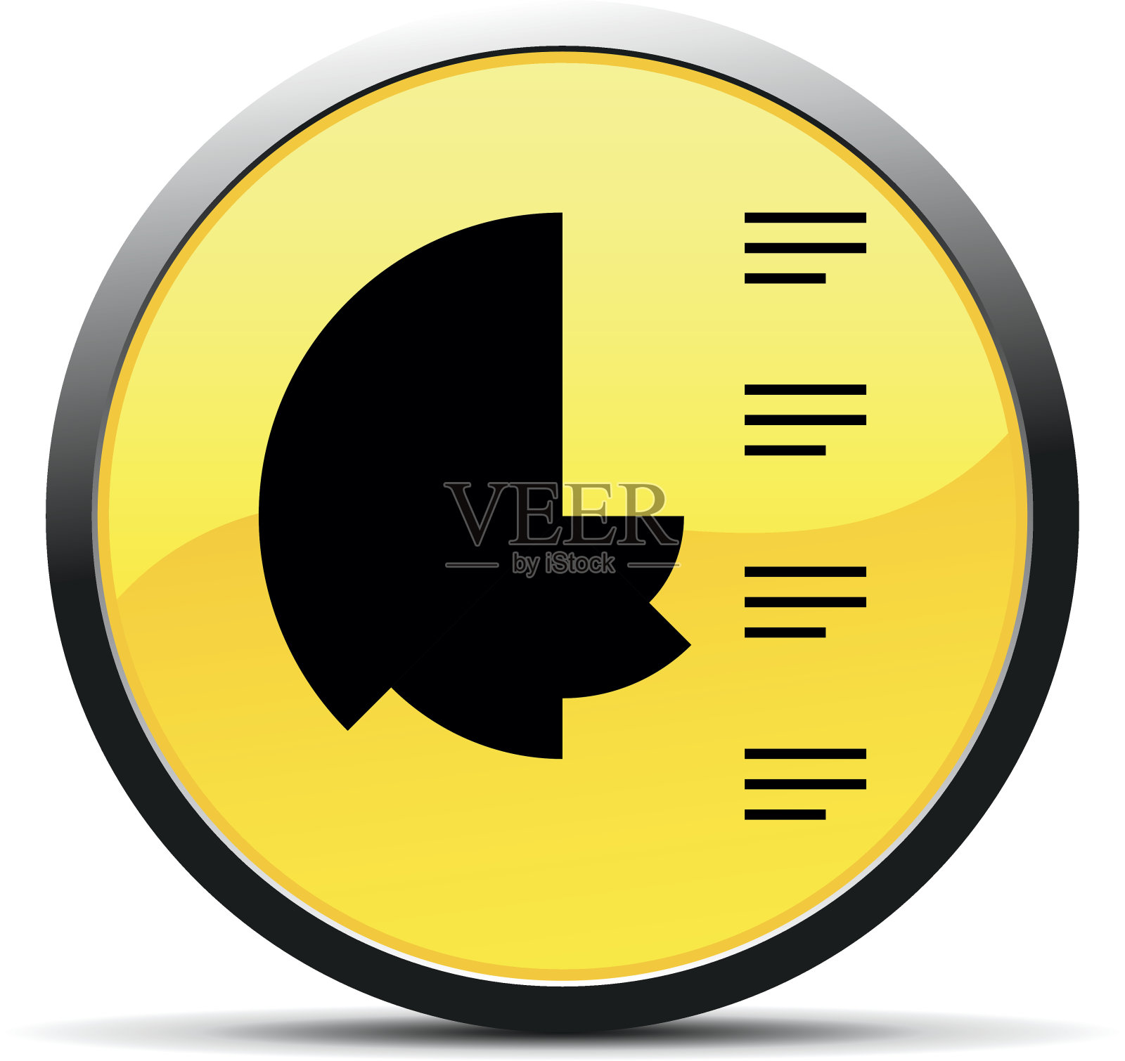 一个圆形按钮上的心形图表图标。图标素材