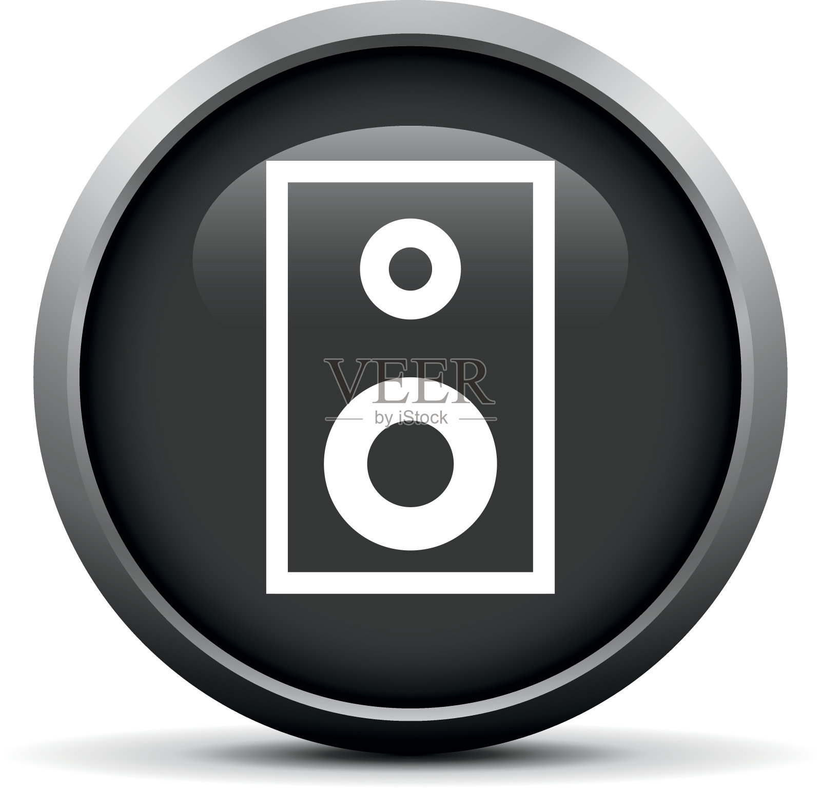 音频扬声器图标上的圆形按钮。图标素材