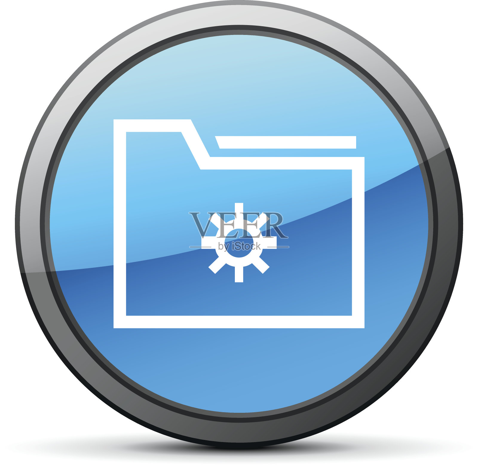 圆形按钮上的文件夹图标。图标素材