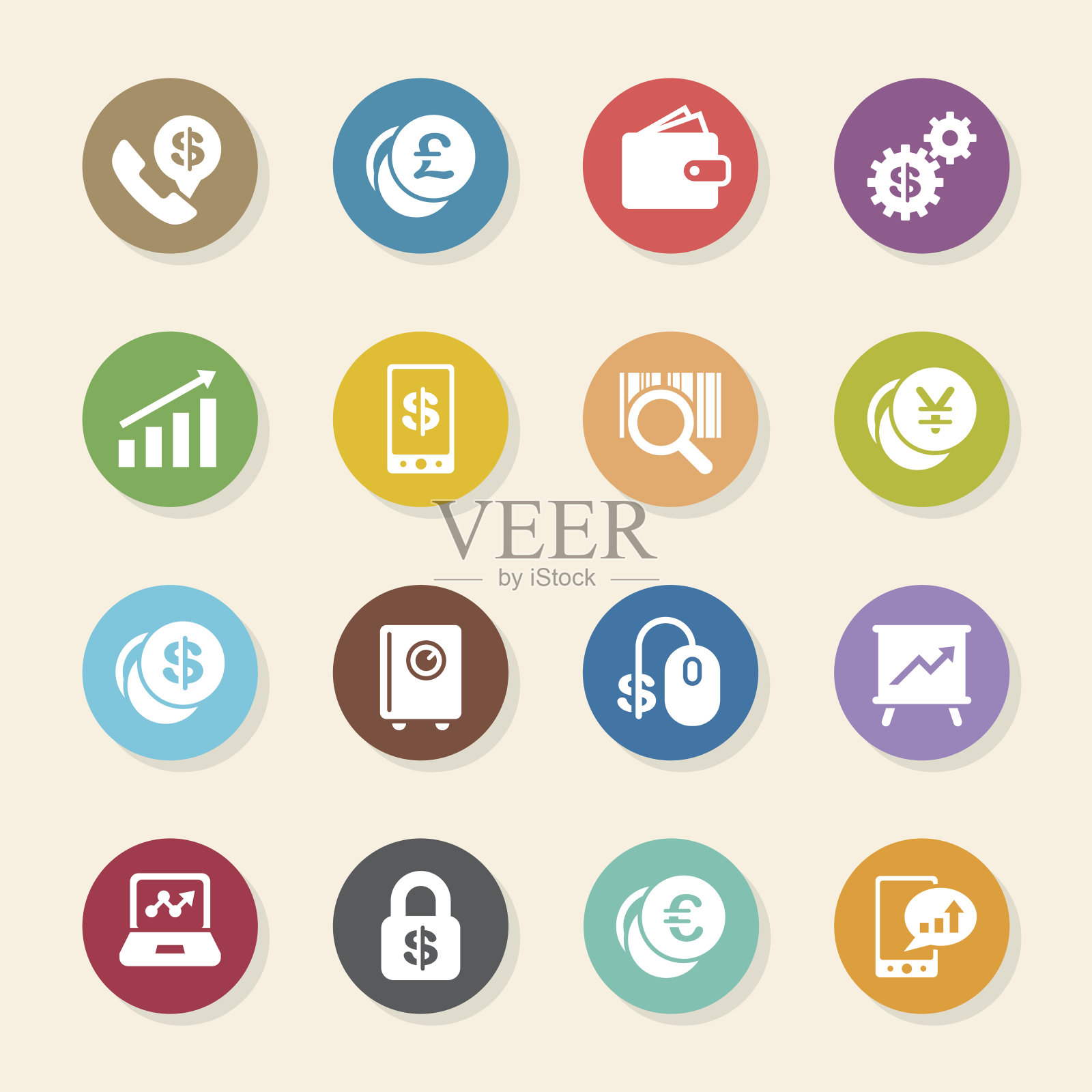 金融和贸易图标-色圈系列图标素材