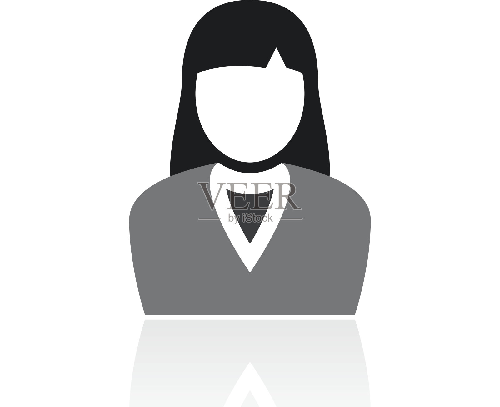 白色背景上的女商人图标。设计元素图片