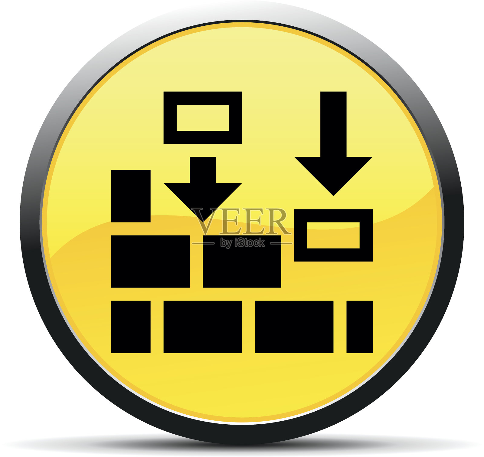 圆形按钮上的墙壁图标。图标素材