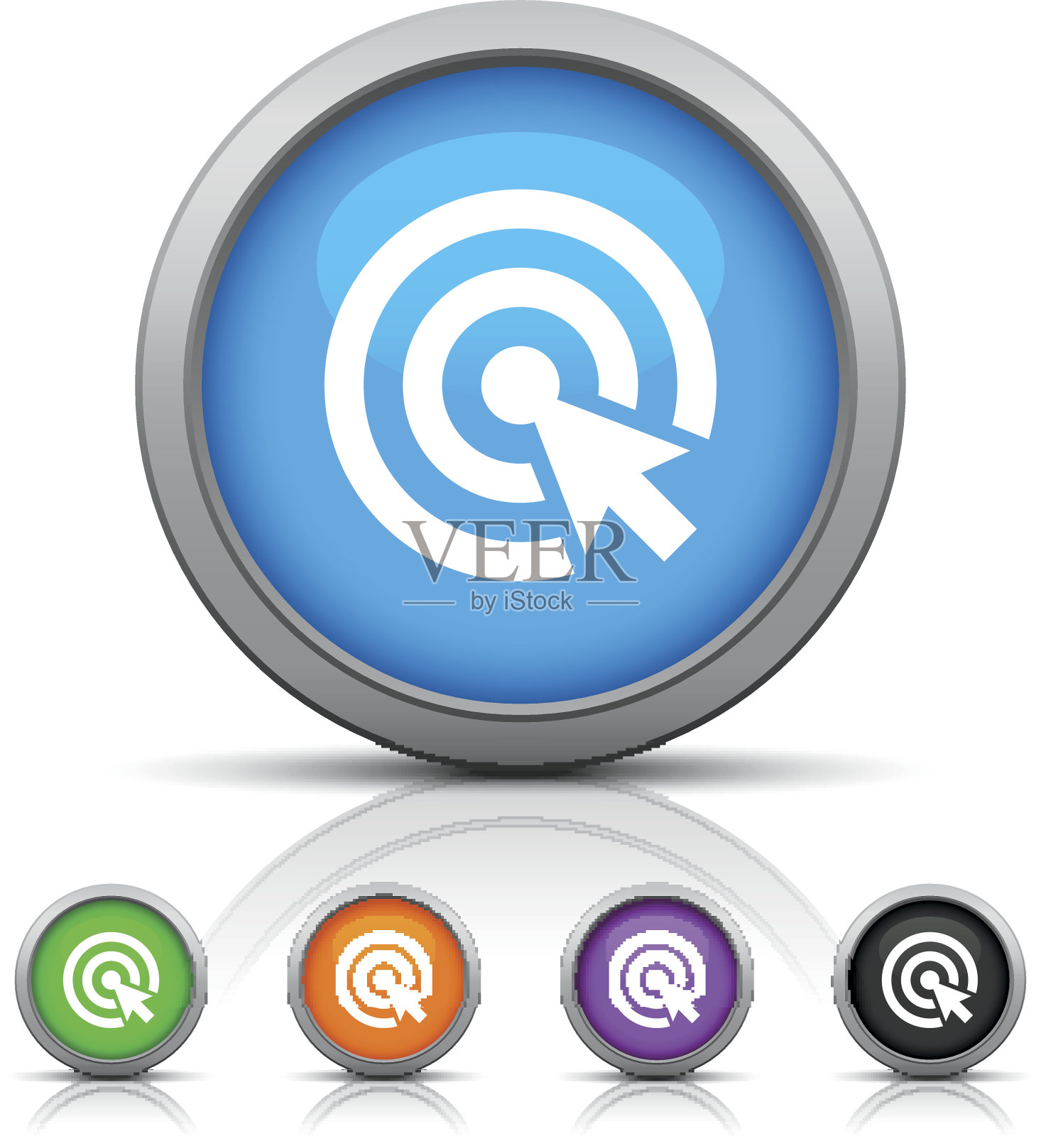 目标图标上的圆形按钮。图标素材