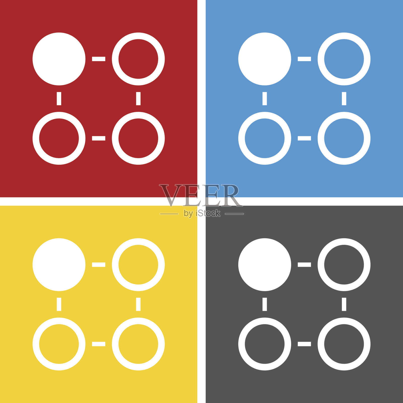 方框按钮上的流程图图标。插画图片素材