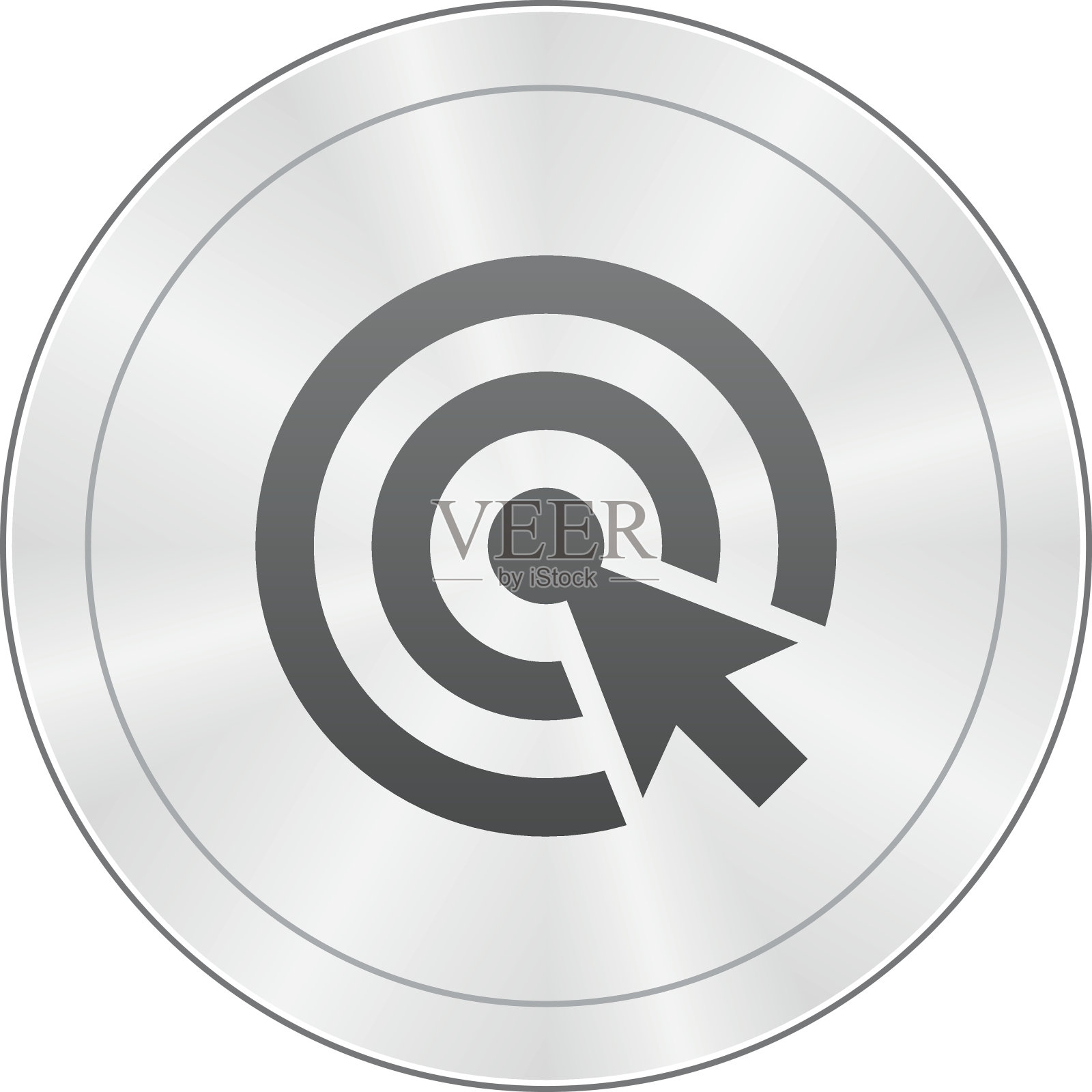 圆形按钮上的目标图标。设计元素图片