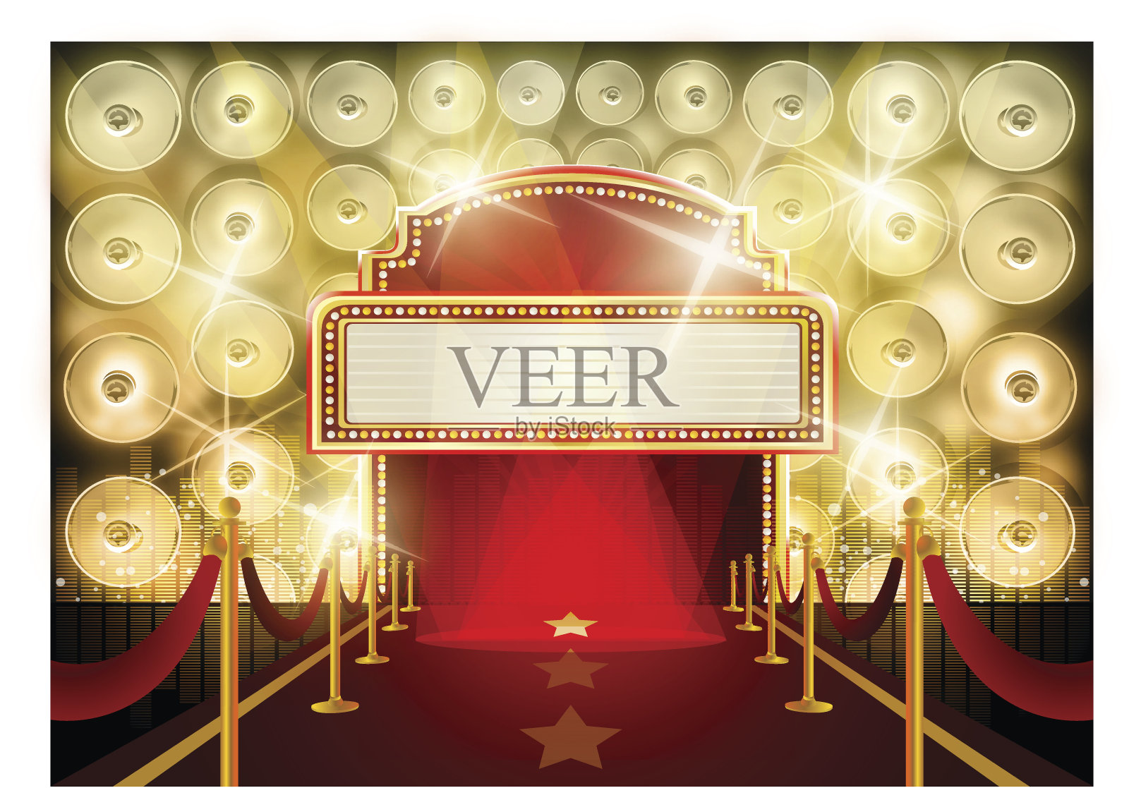 红地毯与迪斯科浮华的背景插画图片素材