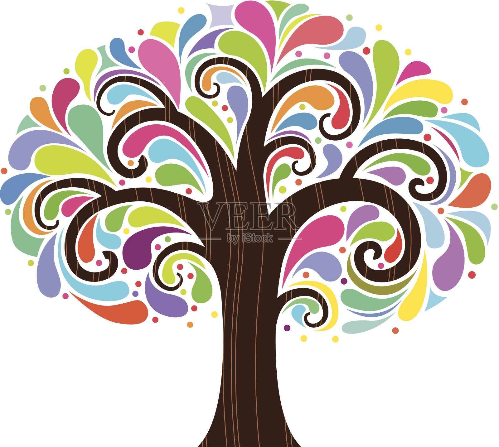 迷幻树两个插画图片素材