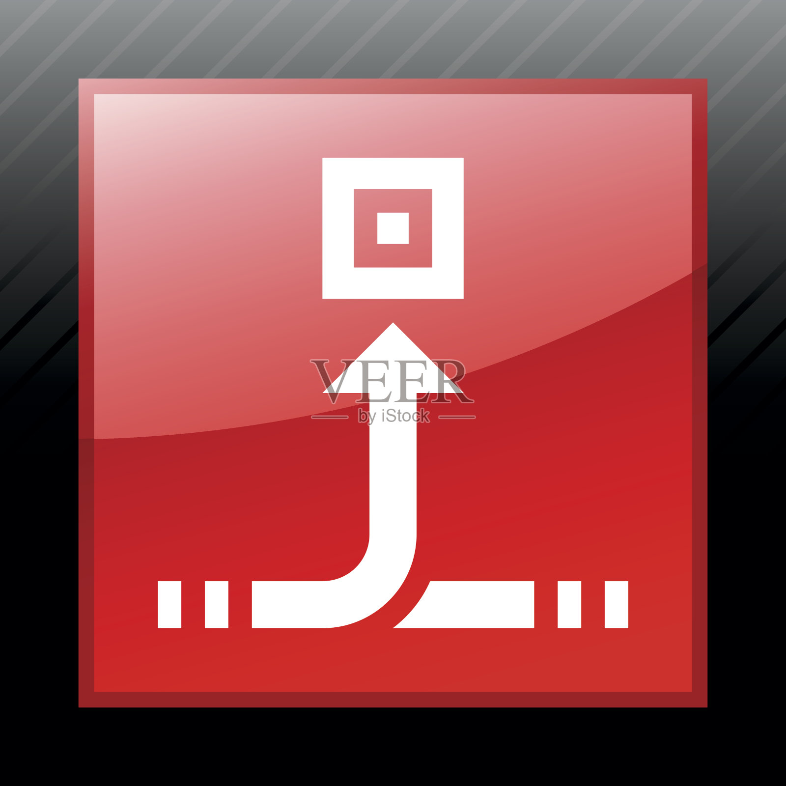 传送带图标上的一个方形按钮。插画图片素材