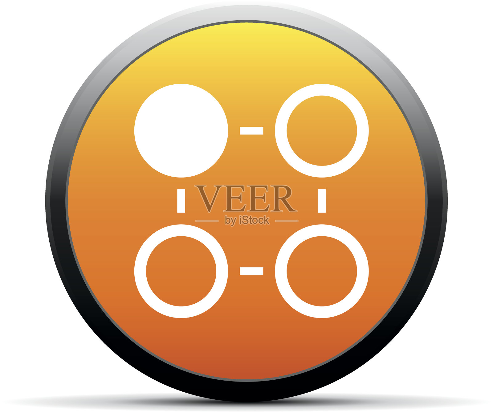 圆形按钮上的流程图图标。设计元素图片