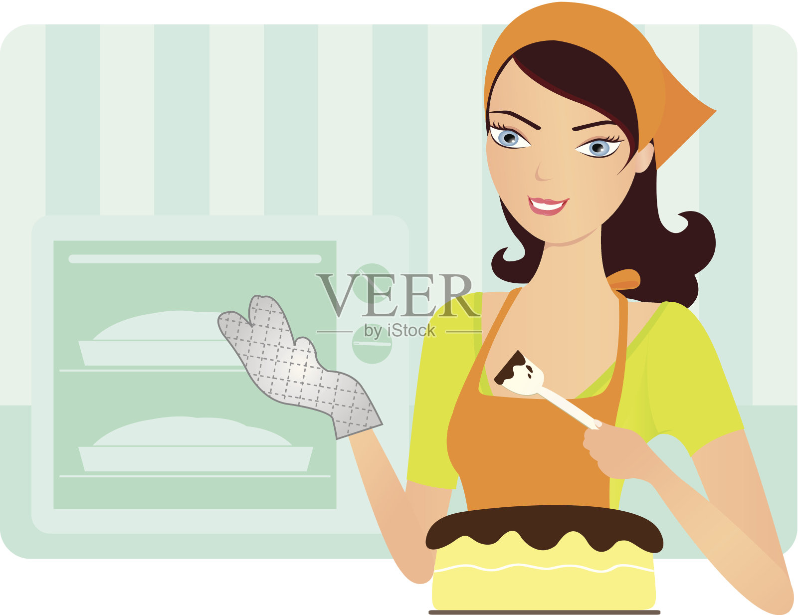 烤蛋糕插画图片素材