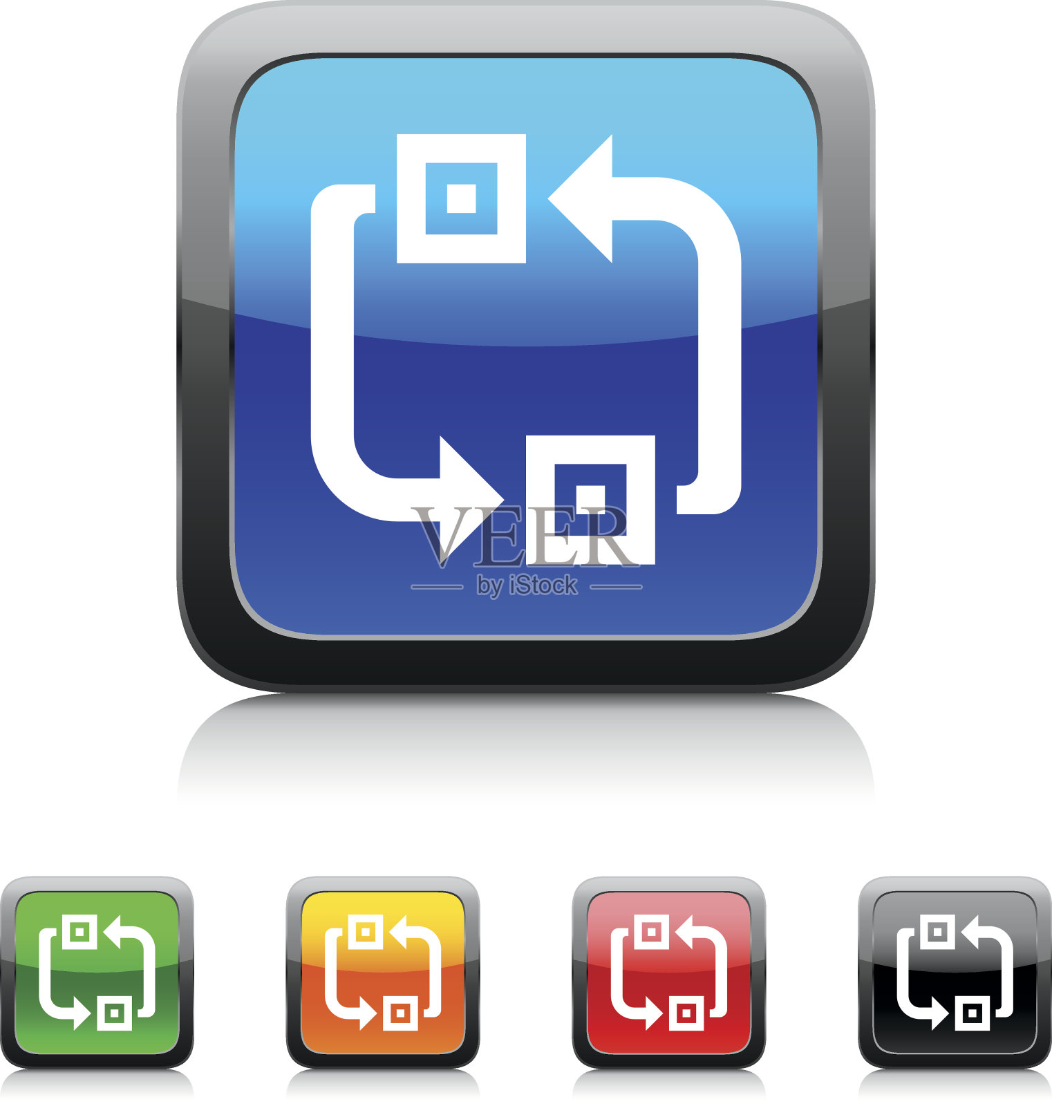 输送机图标上的彩色按钮。图标素材