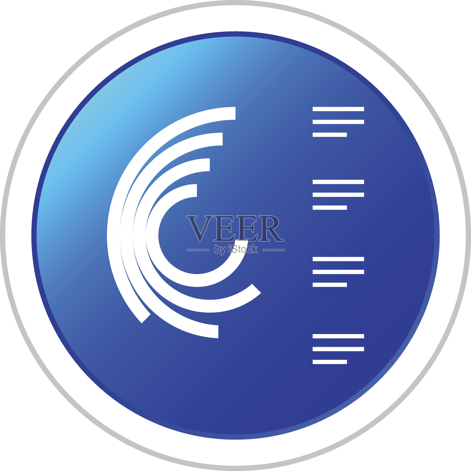 圆形按钮上的径向条形图图标。图标素材