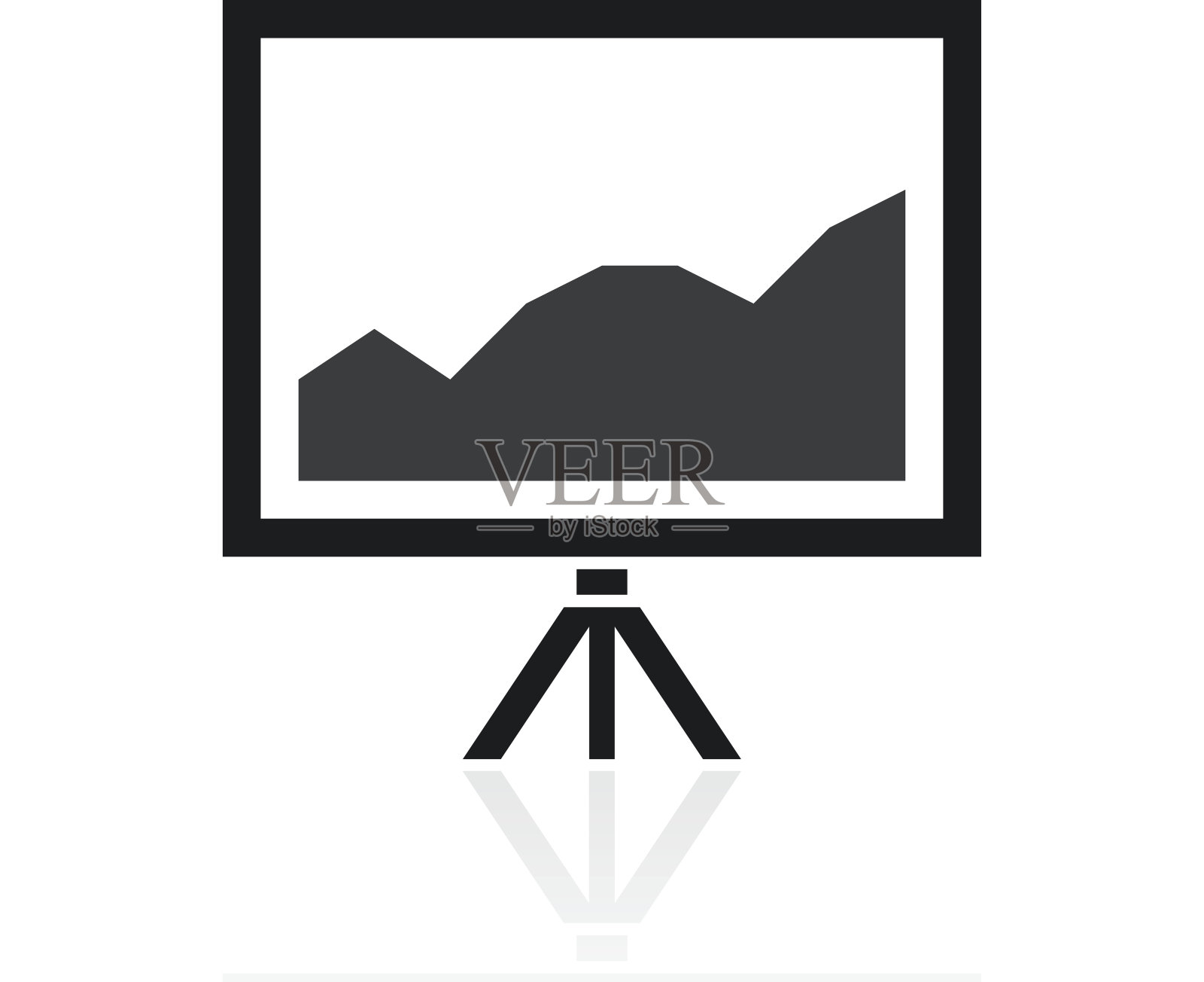 投影仪屏幕图标上的白色背景。插画图片素材