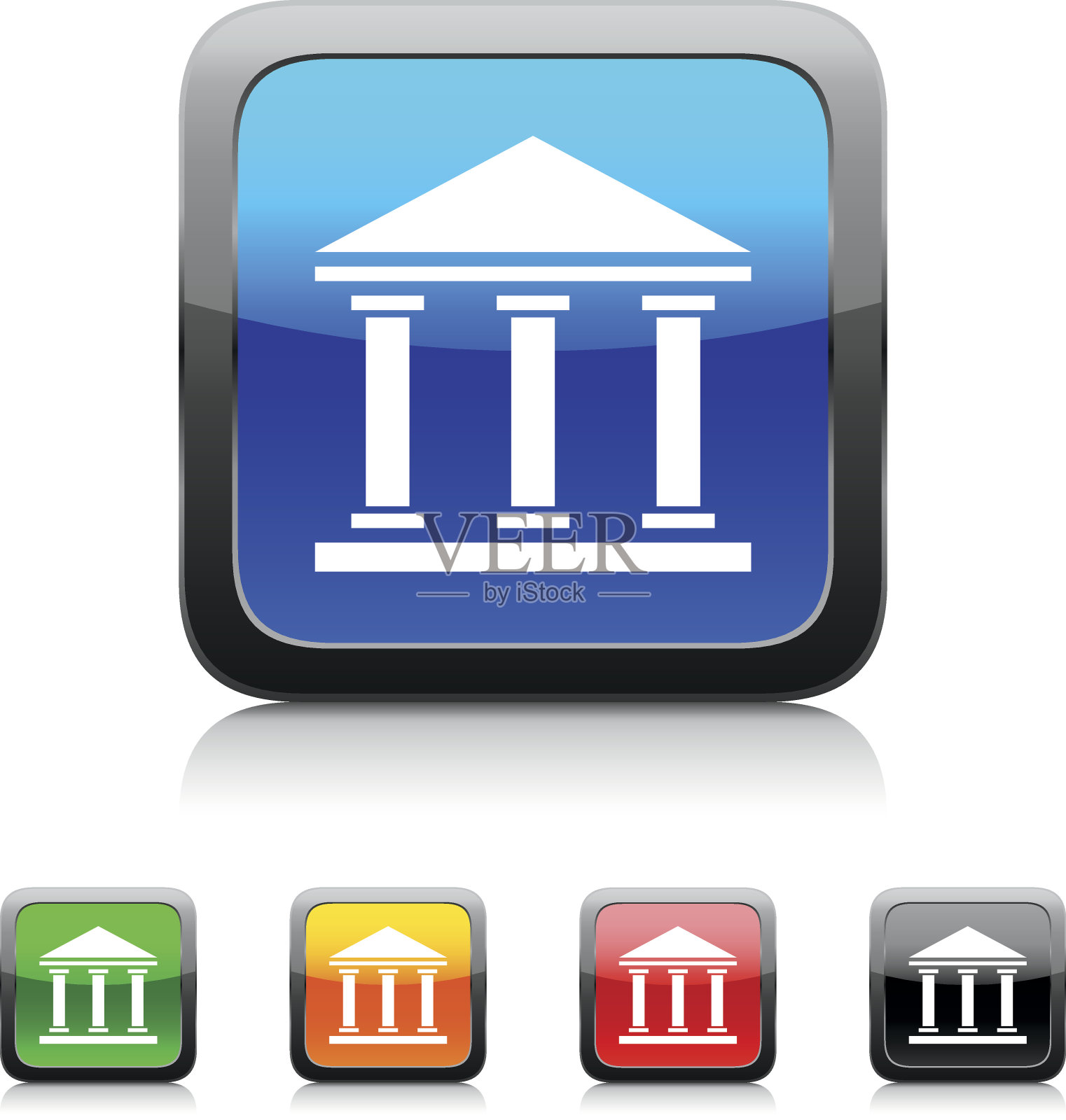 银行图标上的颜色按钮。图标素材
