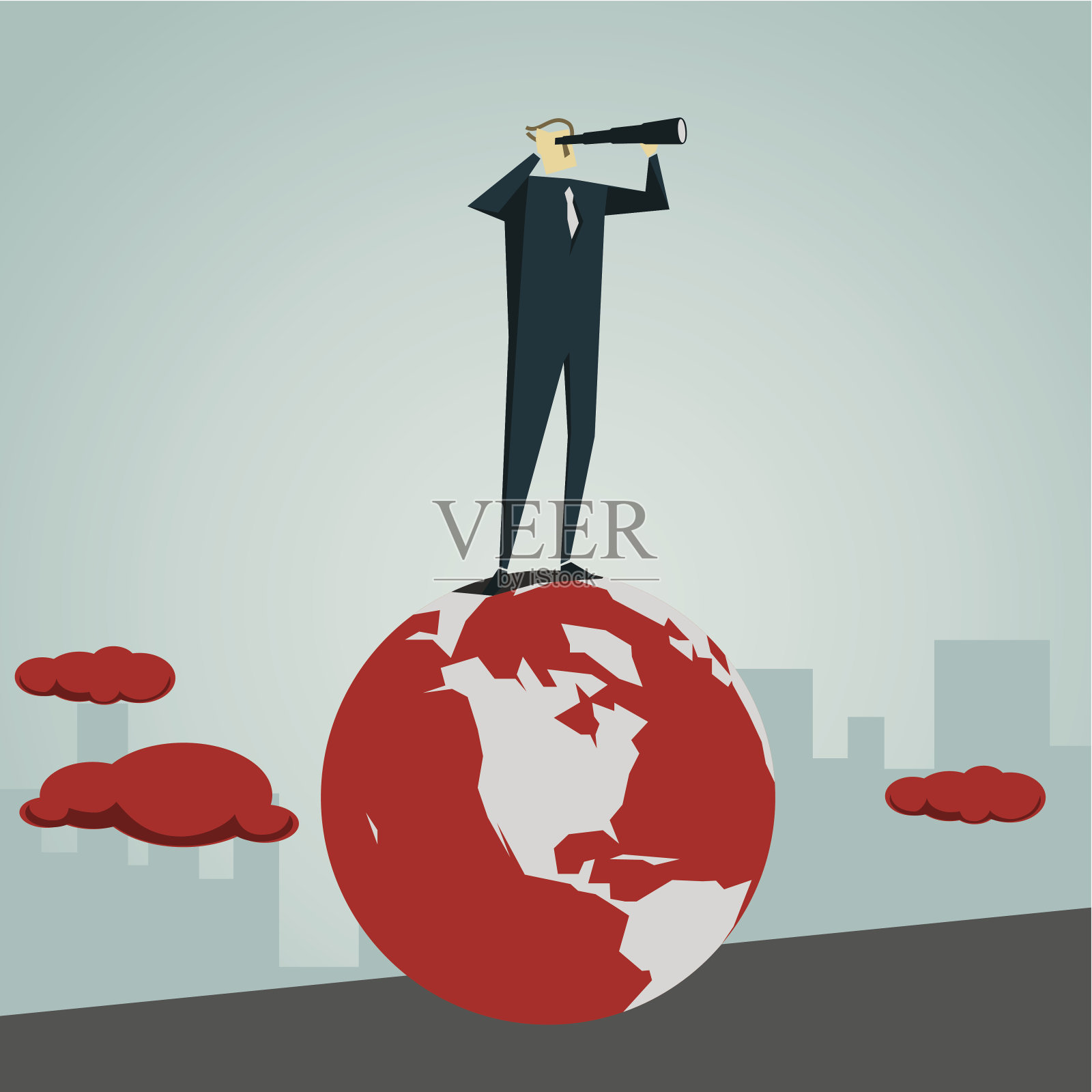 手持望远镜插画图片素材