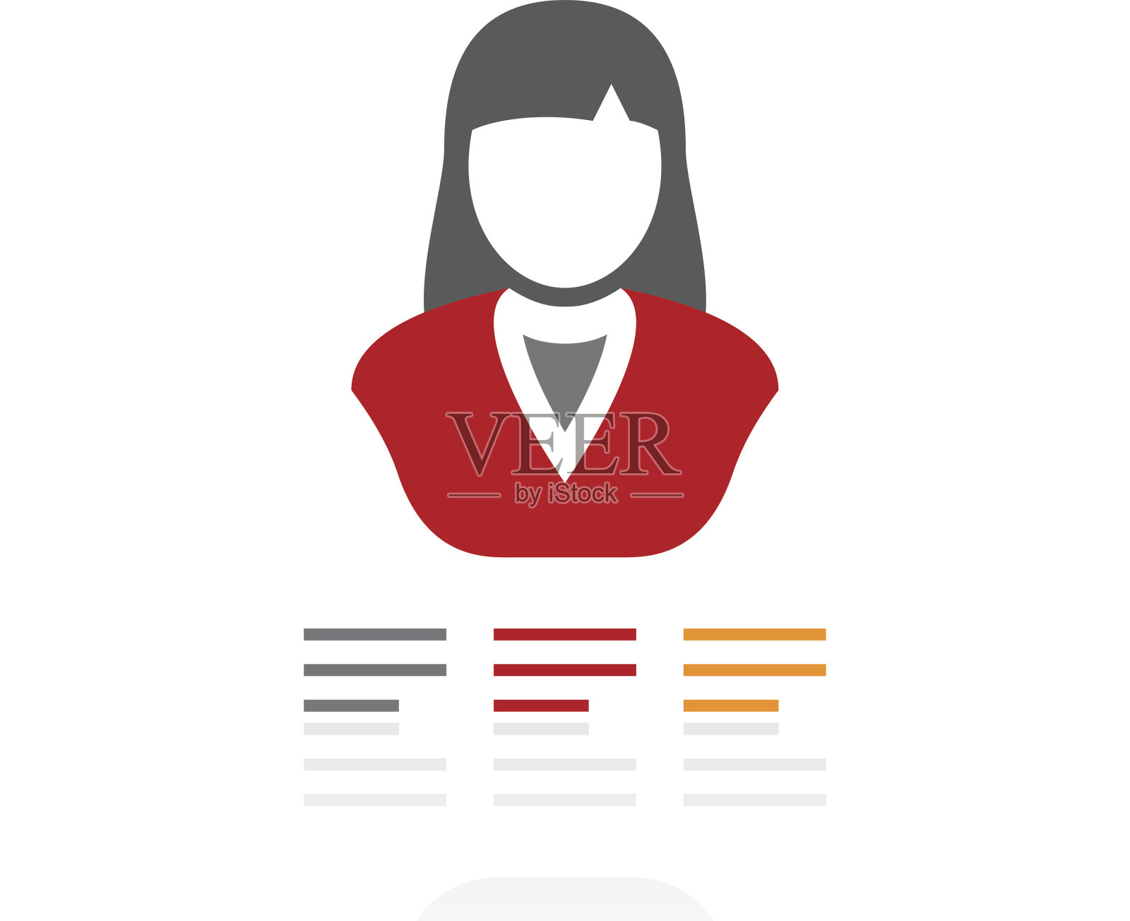 白色背景上的女商人图标。设计元素图片