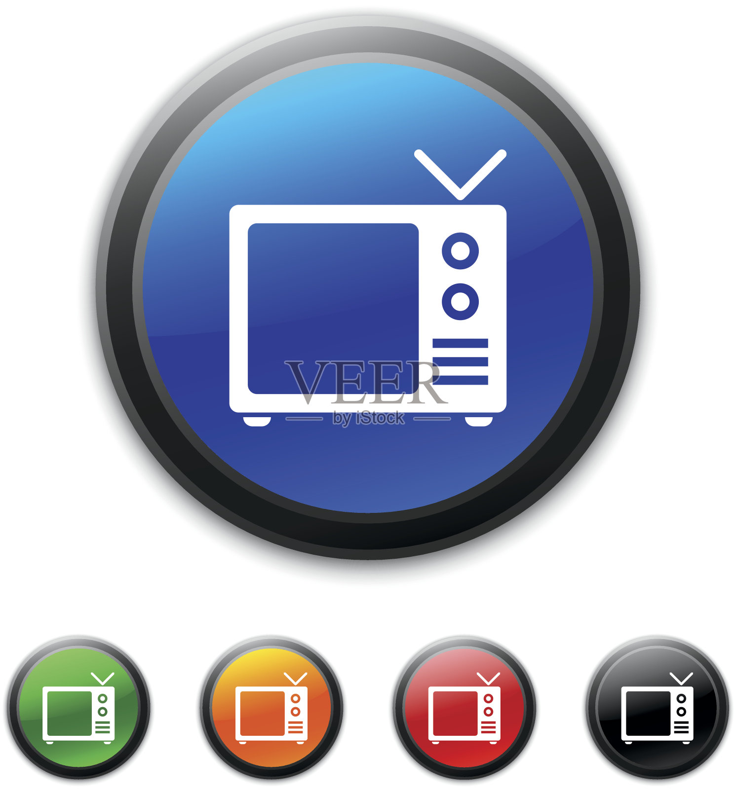 电视机图标上的圆形按钮。图标素材