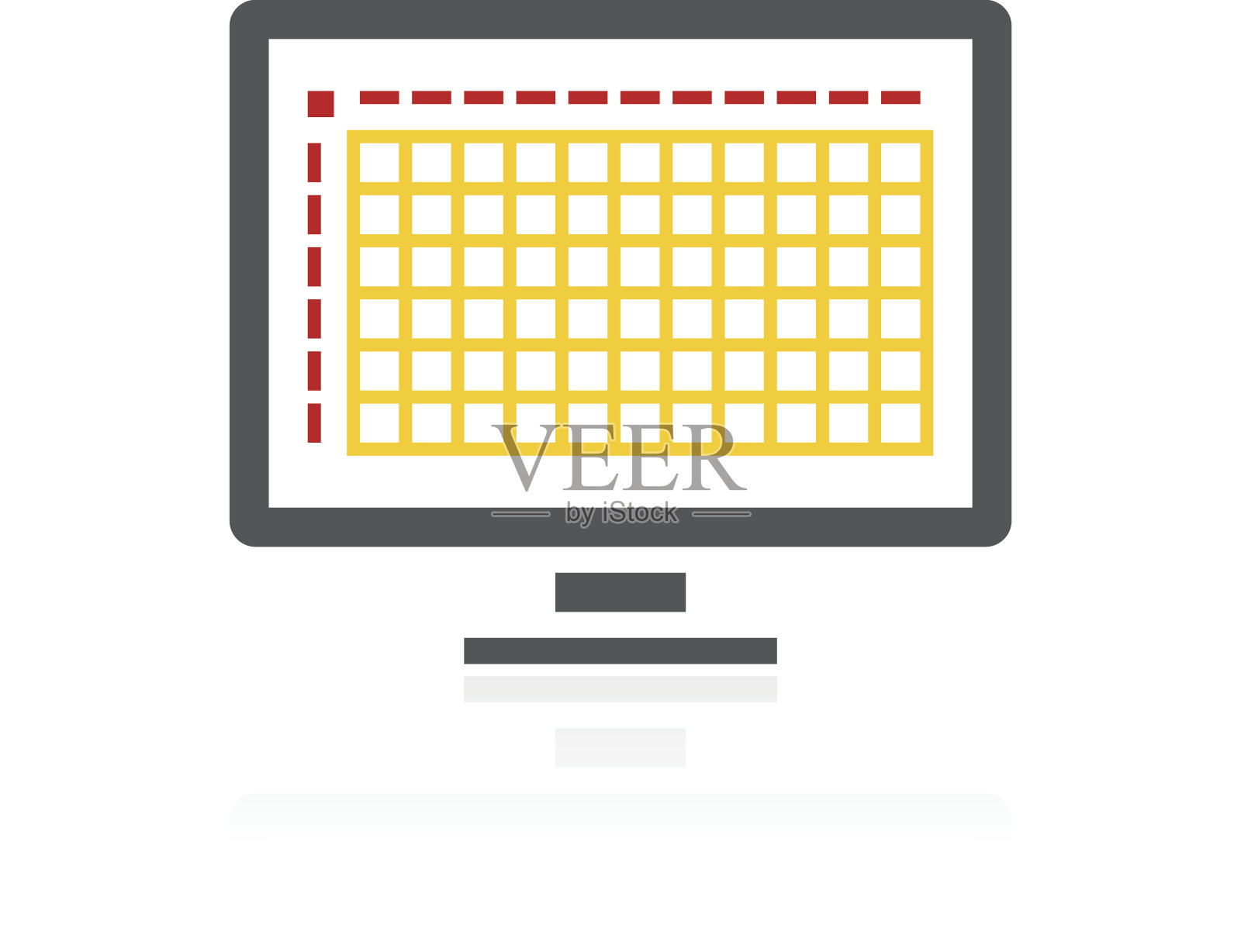 电脑显示器图标上的白色背景。设计模板素材