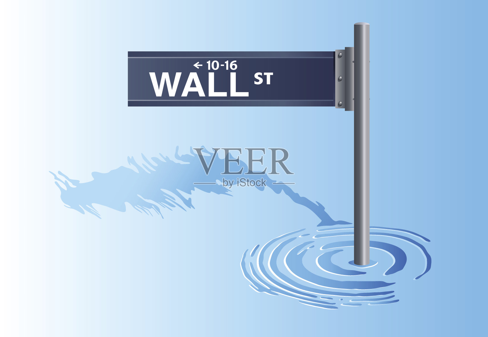 金融危机概念华尔街标志溺水插画图片素材