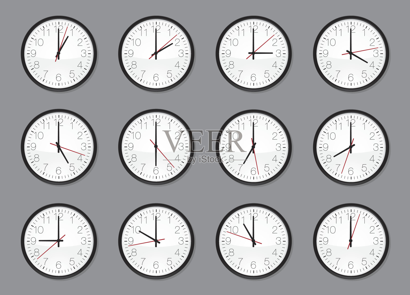 墙上的时钟设置插画图片素材