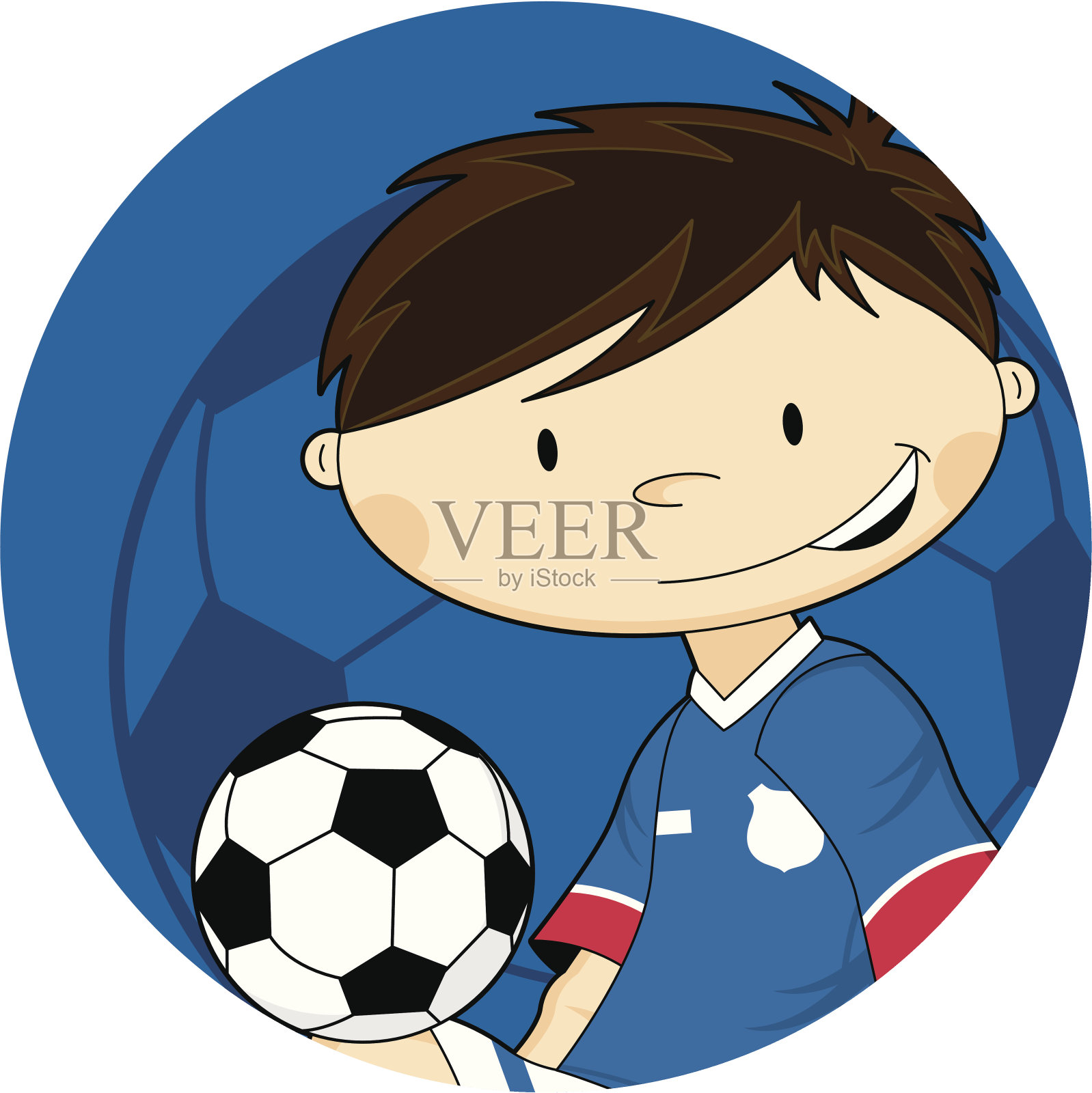 卡通足球足球男孩的性格插画图片素材