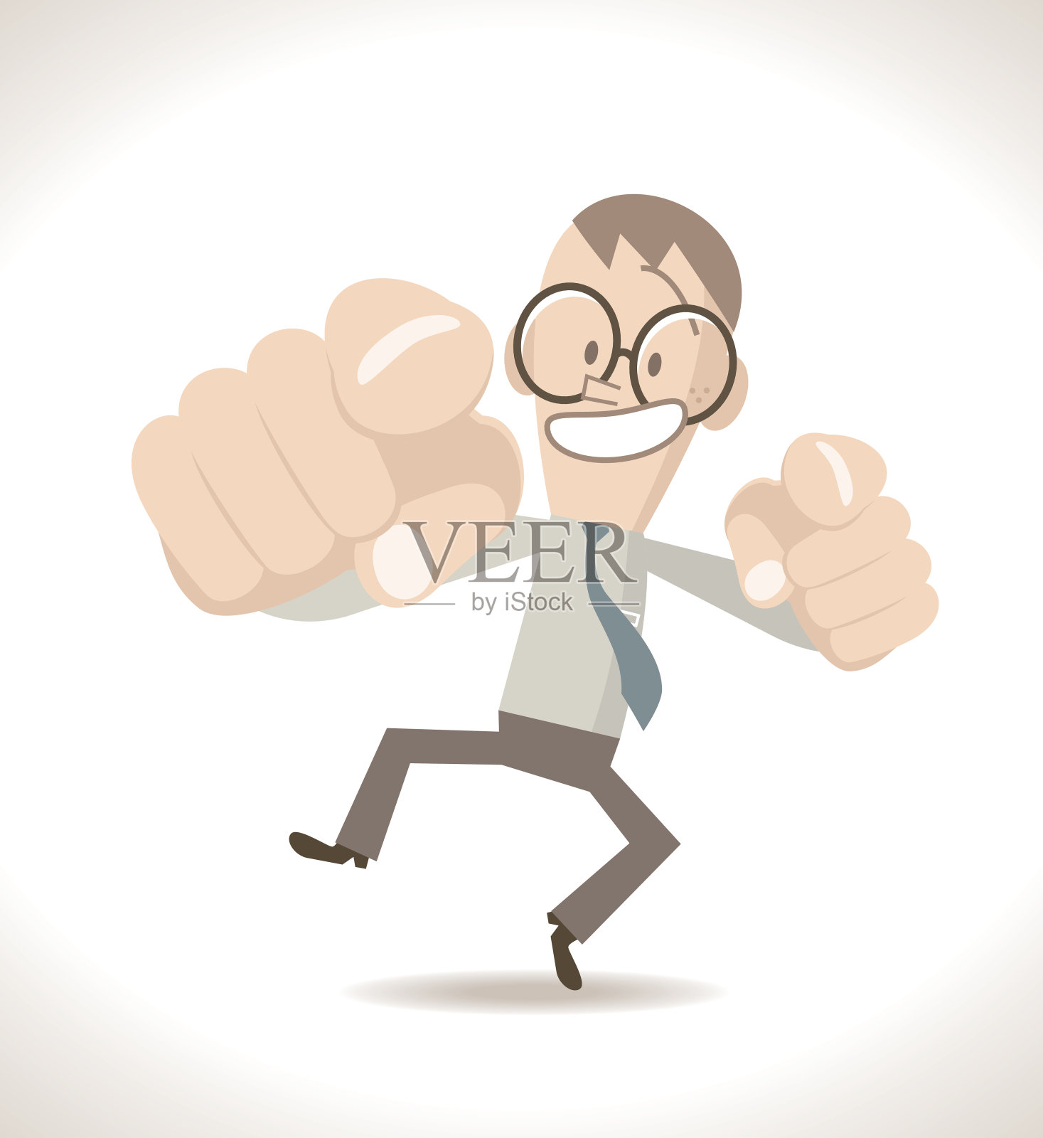 商人微笑着用食指指着你插画图片素材