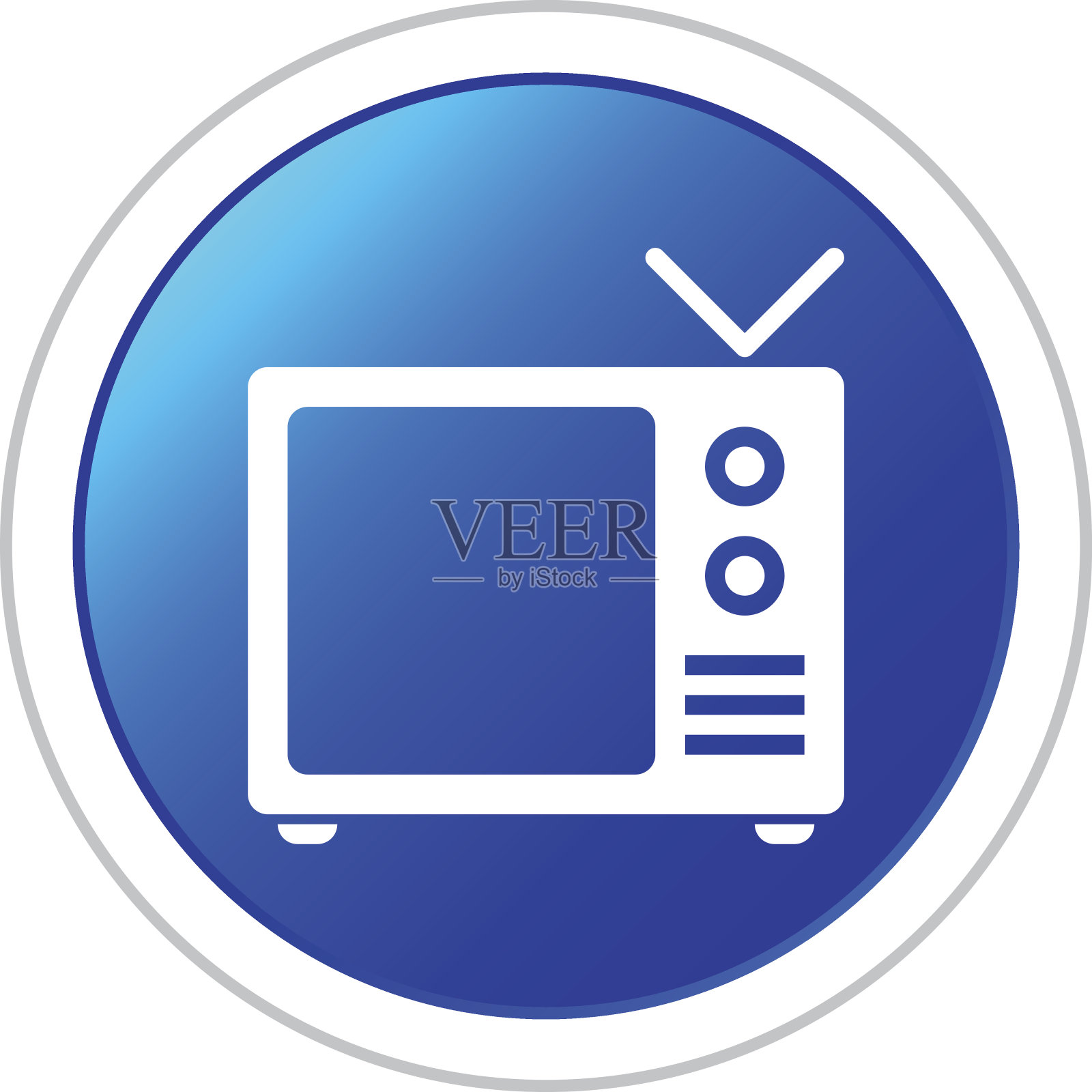 电视机图标上的一个圆形按钮。图标素材