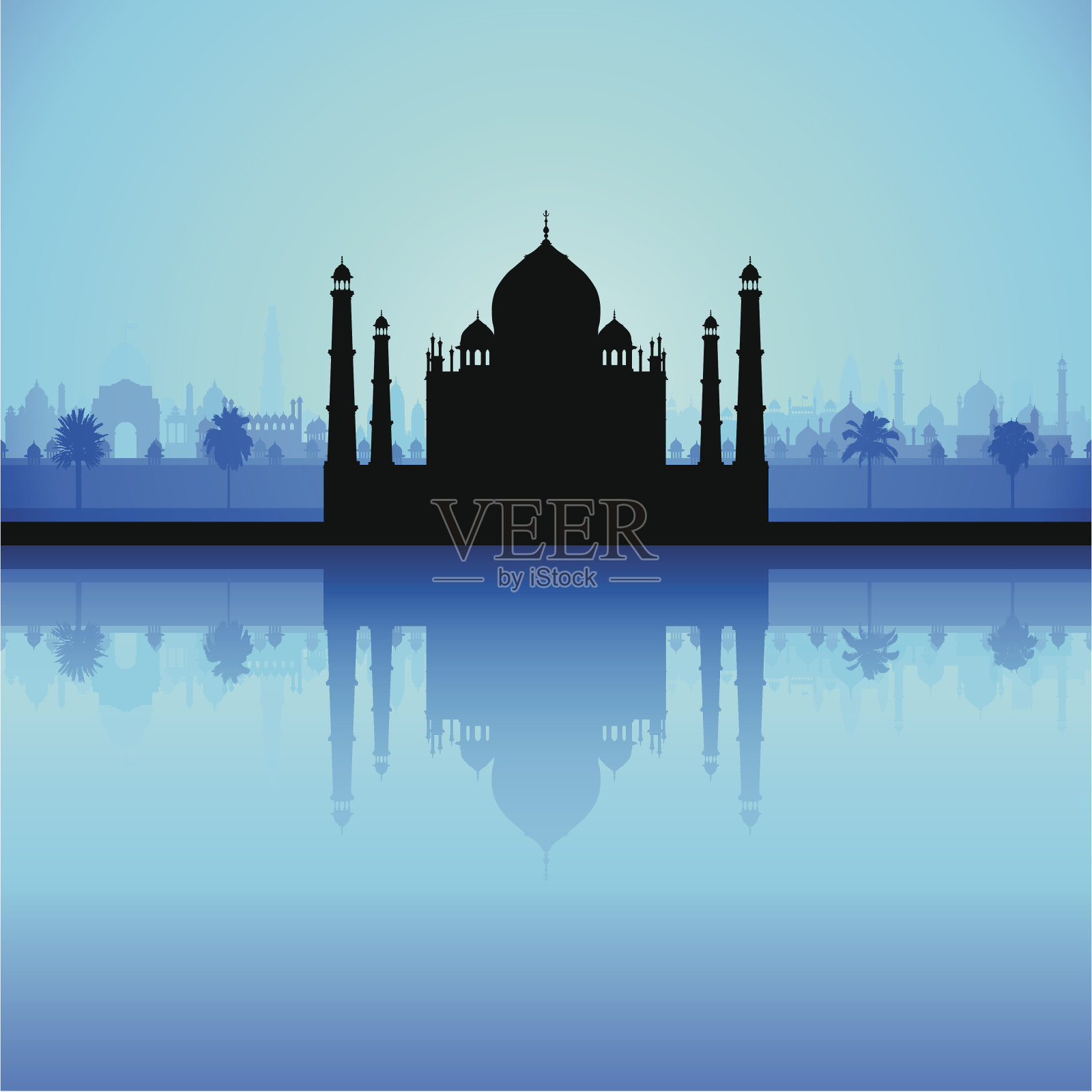 泰姬陵(详细、可移动的建筑)插画图片素材