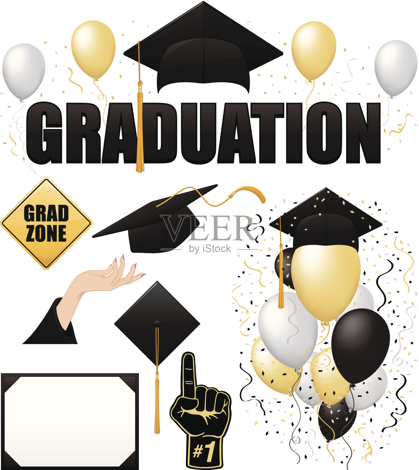 卡通毕业照图片。插画图片素材