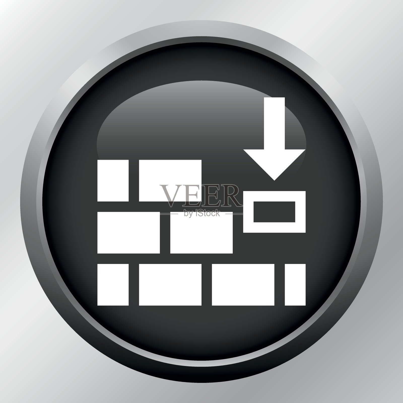 圆形按钮上的墙壁图标。图标素材